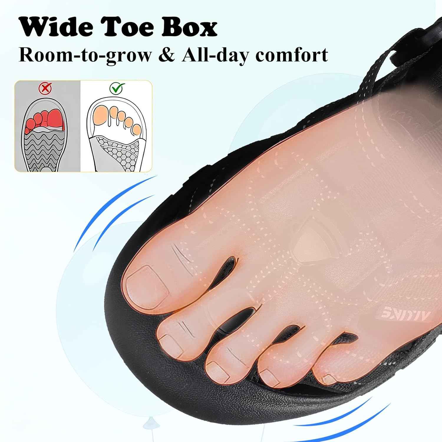 Kids Sandals Boys Girls Wide Toe Box Summer Shoes Closed-Toe Hiking Beach Sneakers