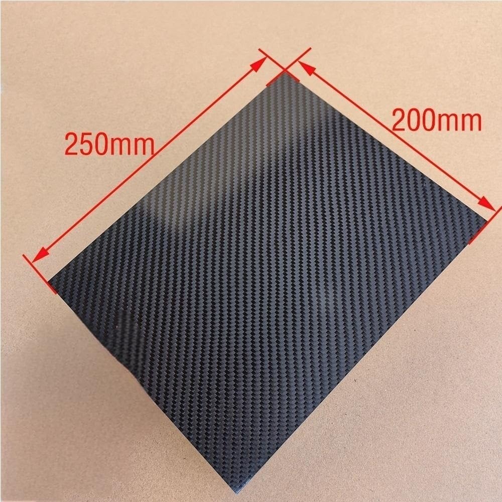 Arkusze z włókna węglowego, Arkusz z matowego włókna węglowego 3K o splocie diagonalnym 200 mm x 250 mm, czarny, grubość 0,5-5 mm(1.5mm)