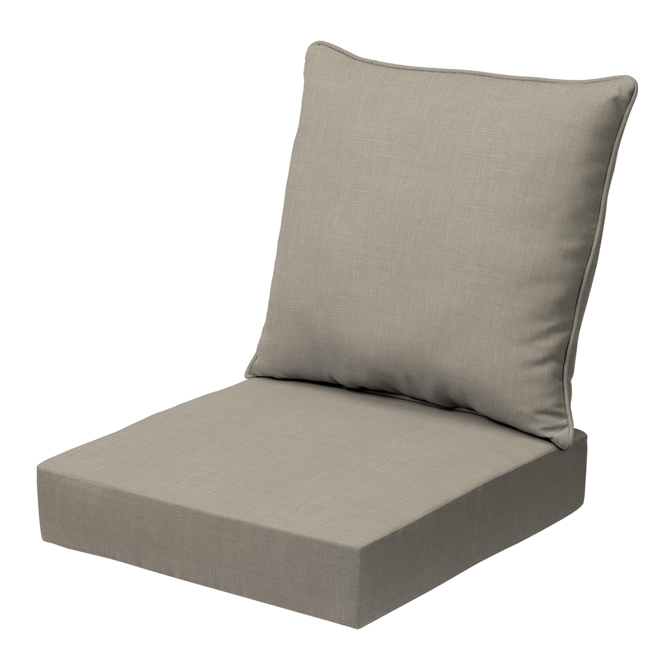 Arden earthFIBER Outdoor Deep Seat Cushion Set, 24 x 24, Rain-Proof, Fade Resistant, Deep Seat Bottom and Back Cushion for Chair, Sofa Sandbar Taupe Texture