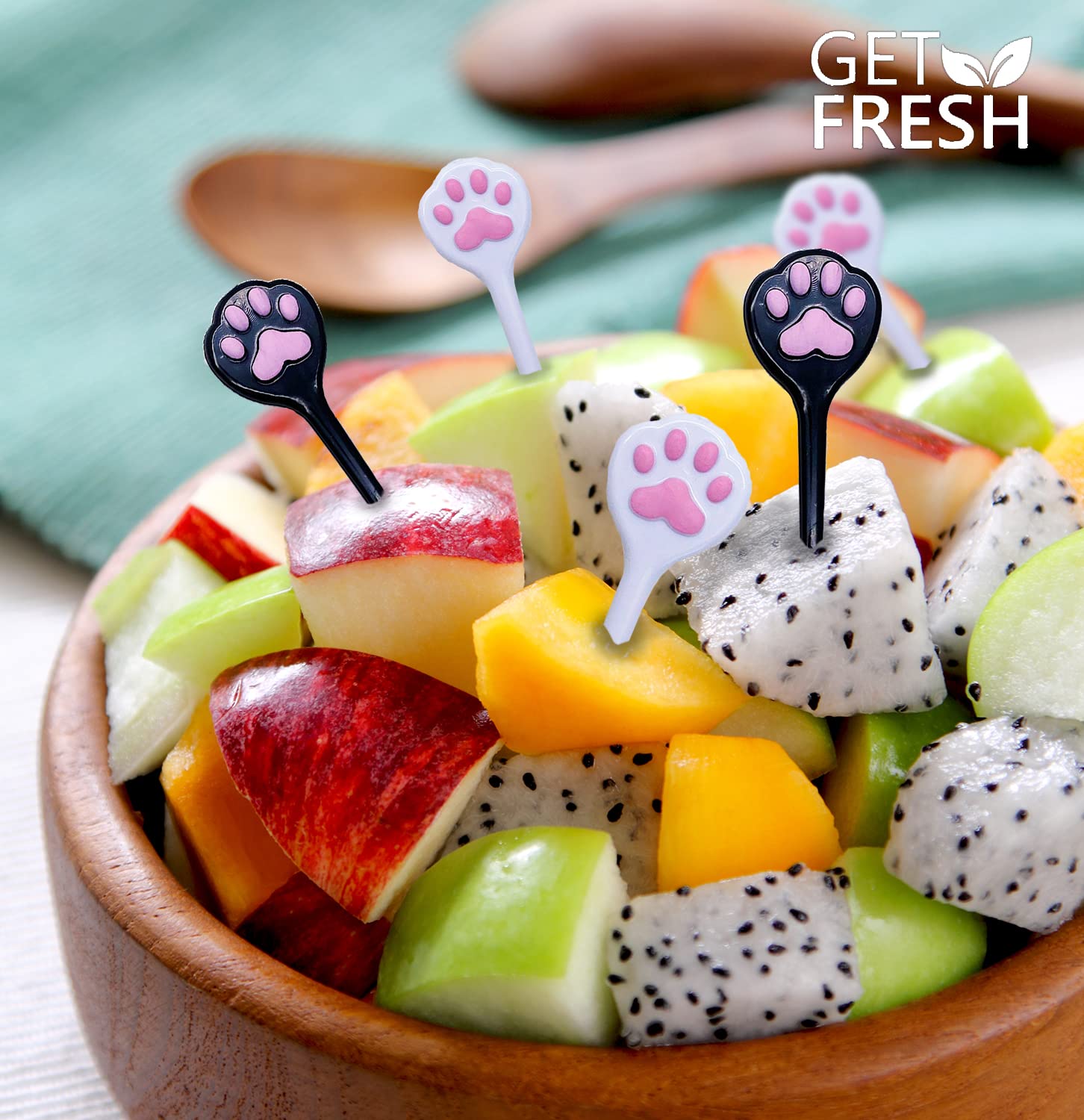 120 Stuzzicadenti Per Bambini GET FRESH A Forma Di Animali E Cuori - Set Bento Decorativo Per Frutta E Verdura, Riutilizzabili, Senza BPA - 4