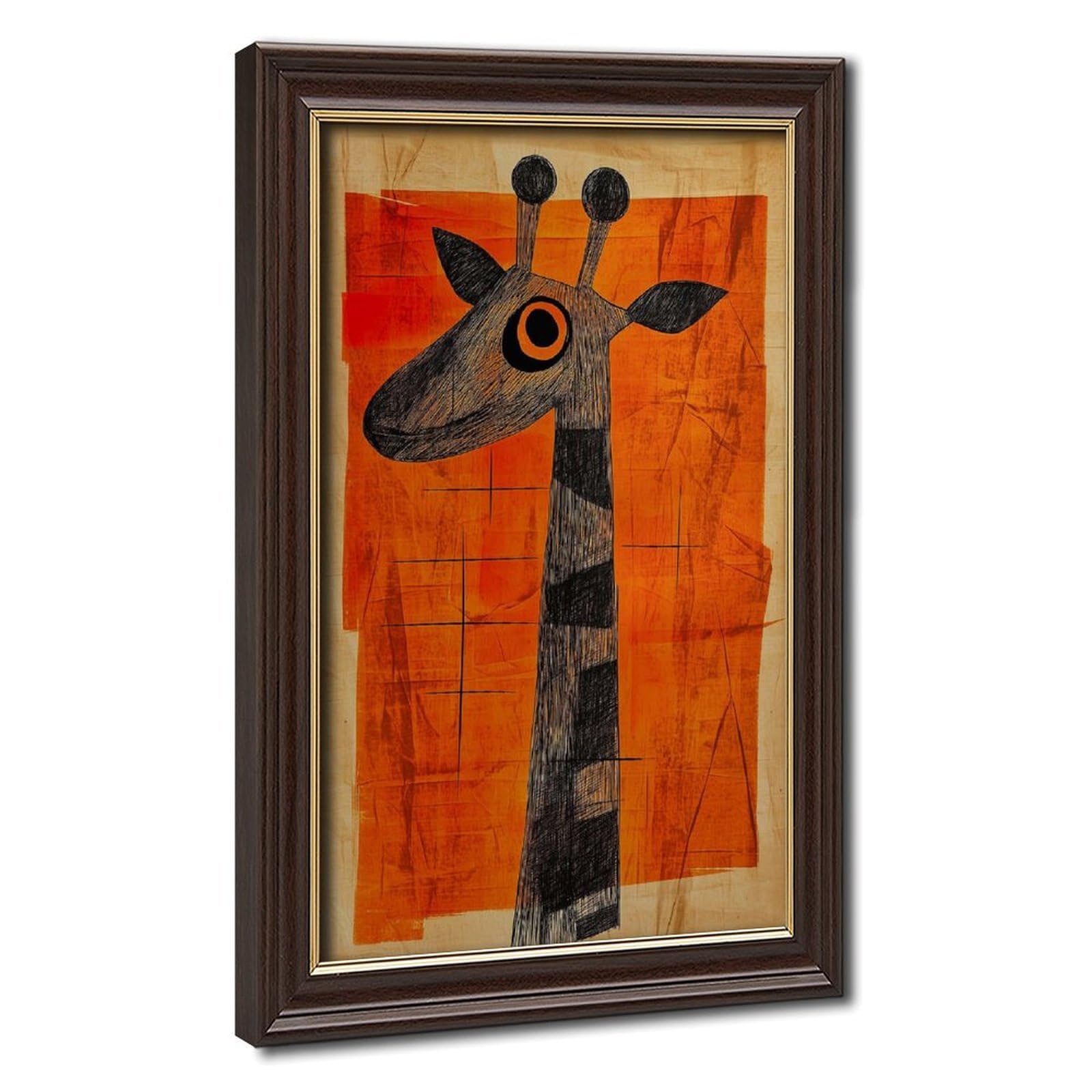 Bareronor Playful Orange Abstract Giraffe Canvas Poster Bedroom Decor Landscape Office Room Decor Gift 20" L X 30" W