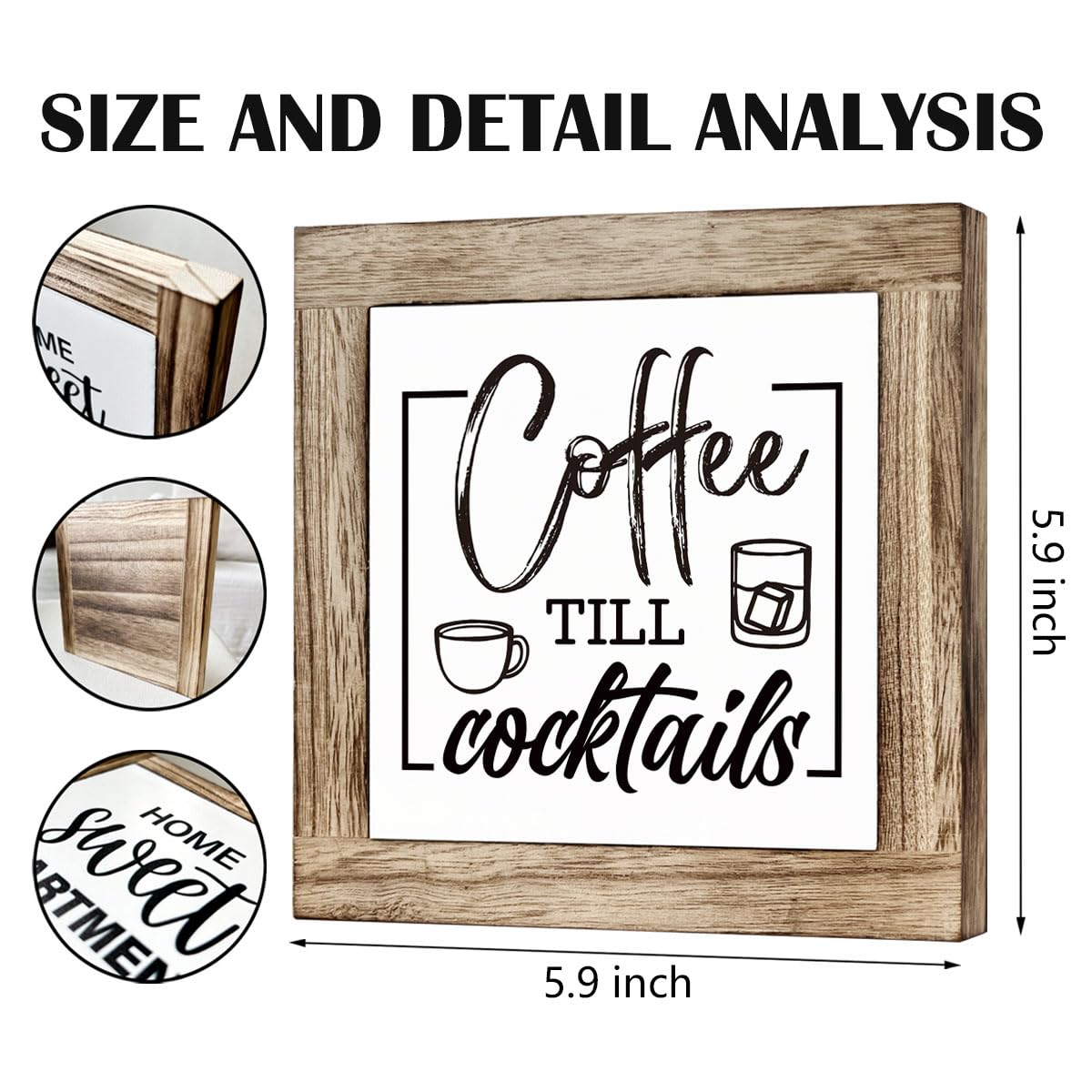 Condition photo showing New/Like New for Rustic Coffee Bar Sign - Wooden Block Set, Perfect for Home or Kitchen Decor, Coffee Lover Gift