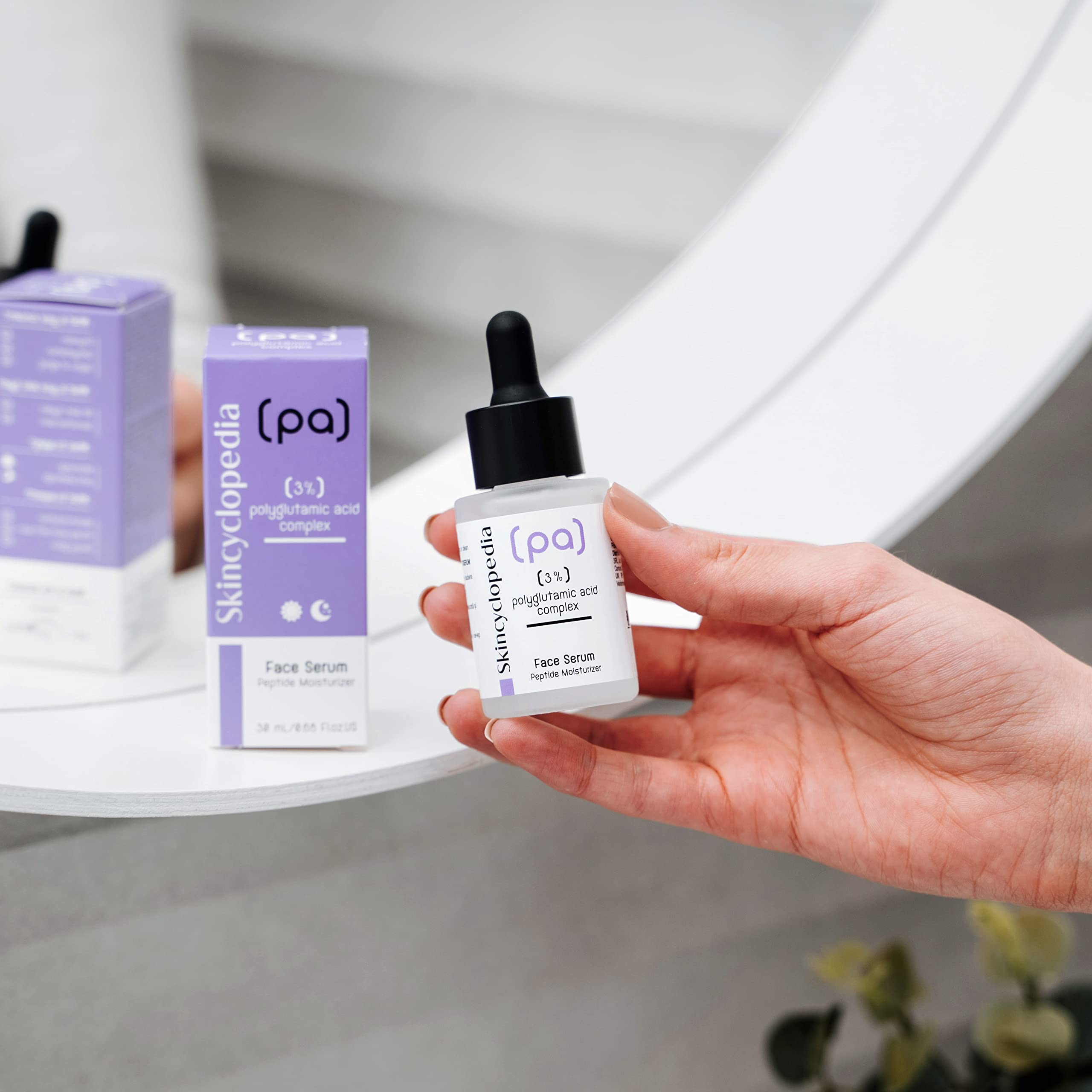 Skincyclopedia Serum z kwasem poliglutaminowym, serum przeciw starzeniu się do twarzy przeciw zmarszczkom z 3% kwasem poliglutaminowym, pielęgnacja skóry z peptydami, wysoce skuteczna pielęgnacja