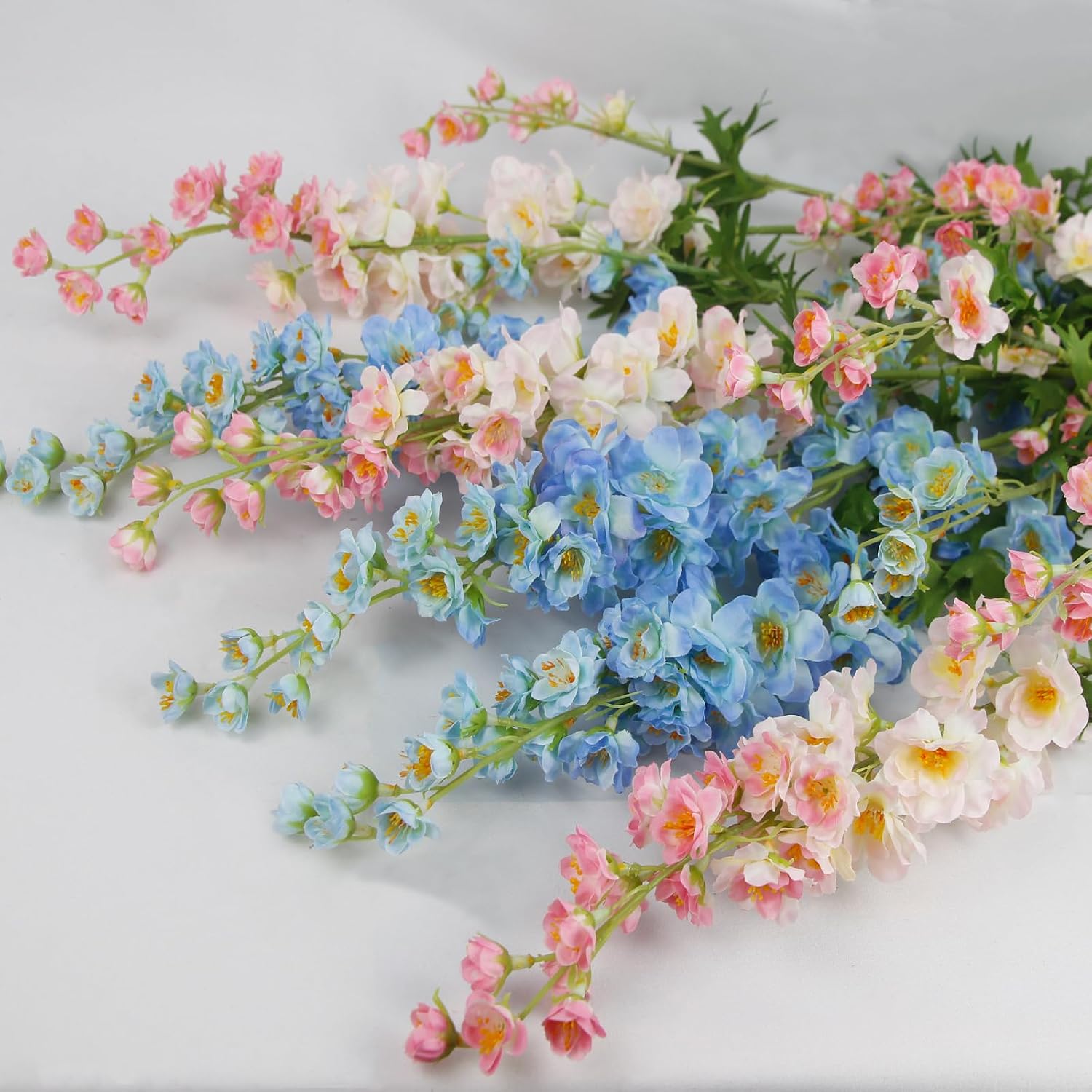 CITYES 3 Pcs Delphinium Artificial Flowers Bulk 35" Long Stem Silk Larkspur Flowers Blue Artificial Snapdragon Flower Stems Faux Bouquets for Tall Vase Floral Arrangements Home Outdoor Wedding Decor