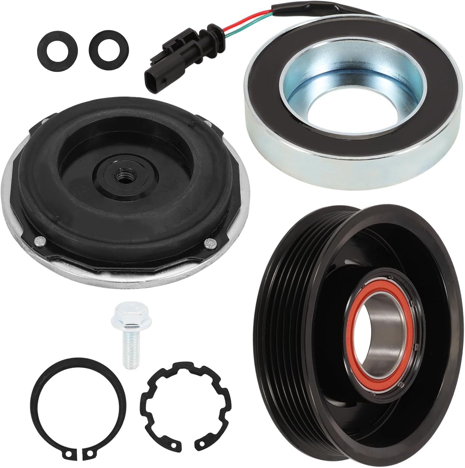 Air Conditioner AC Compressor Clutch Kit Compatible with Silverado 2500 3500 HD 2015-2021 6.6L & Sierra 2500 HD 2015-2021 6.6L, Sierra 3500 HD 2015-2019 2021 6.6L