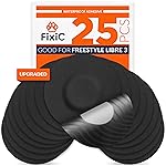 Fixic Libre 3 Sensor Covers - 25 Pack - Freestyle Adhesive Patches for Libre 3 & Plus Sensors - No Glue in The Center - Pre-Cut Back Paper - The Best Fixation for Your Sensor! (Upgraded, Black)