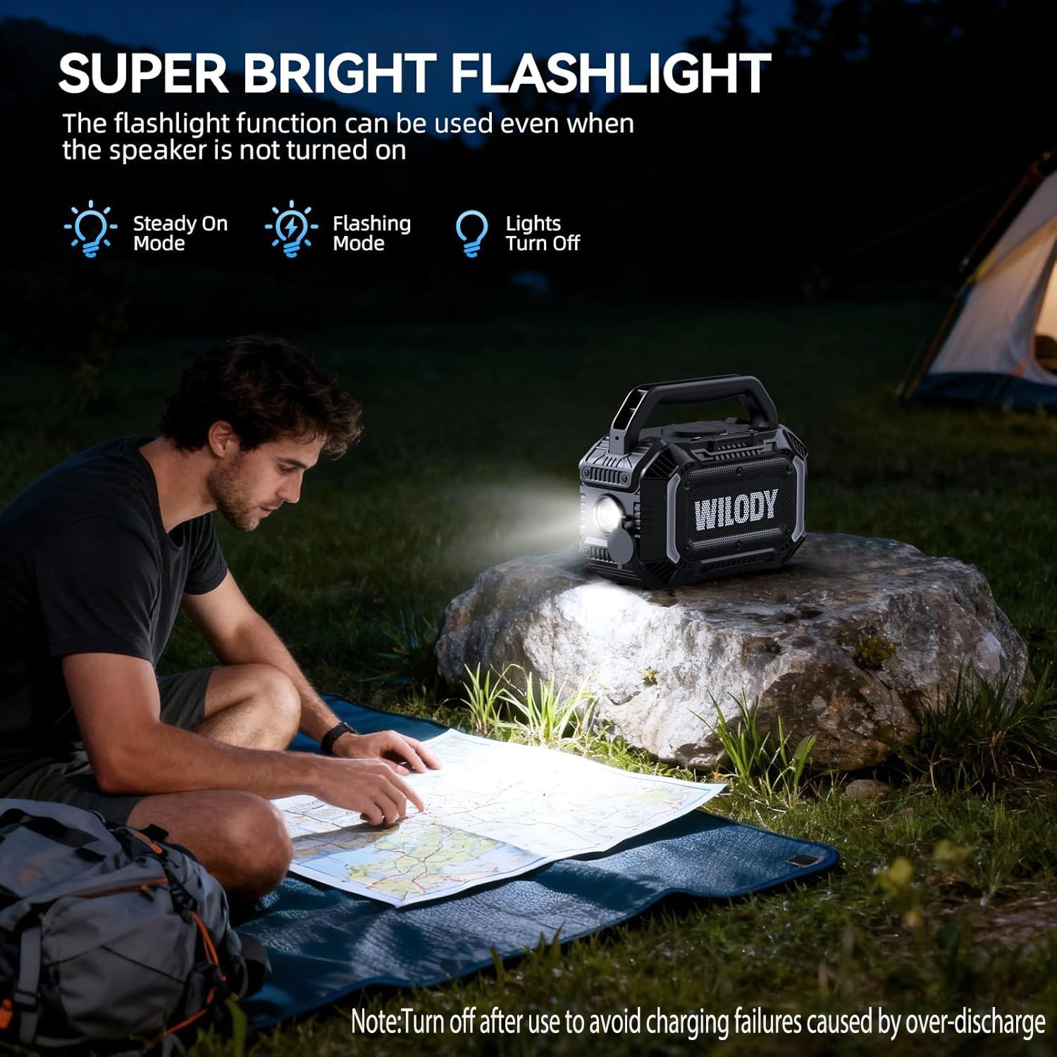 Wilody 100W Tragbare Bluetooth-Lautsprecher-Box,Bluetooth Lautsprecher mit Licht,Musikbox Bluetooth's Groß,Soundbox mit IPX7 Wasserdicht,EQ,RGB,USB,20h Akku,TWS,BT5.3,für Party,Backyard（L-Schwarz）
