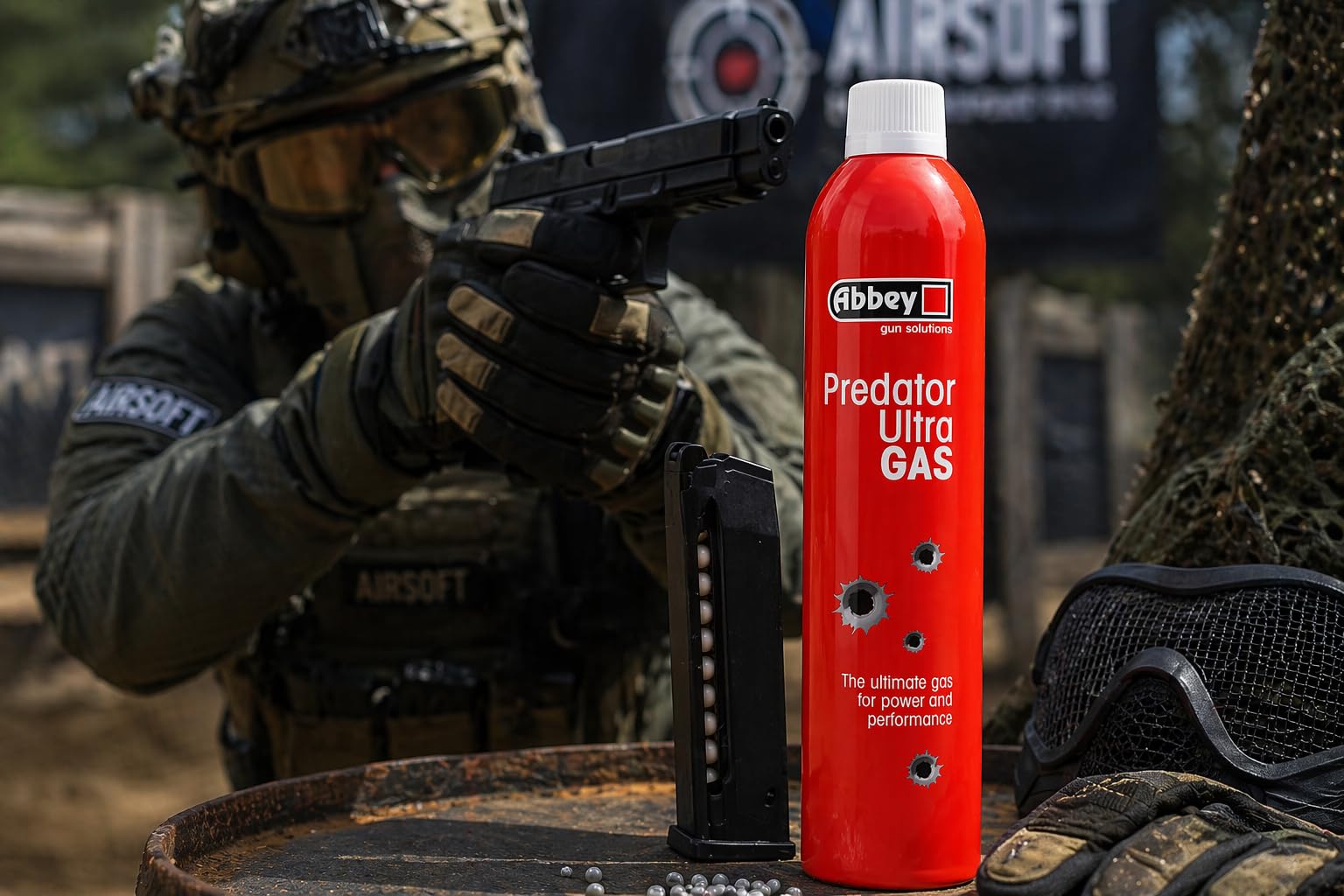 Abbey Predator Ultra Green Gas 700ml Recarga GBB Pistola Lubricante Silicona Mantenimiento Réplica