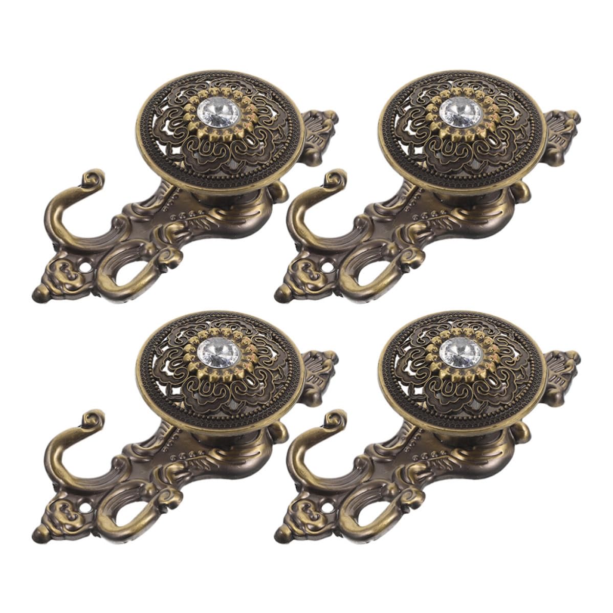 Ganchos dorados vintage para colgar cortinas sin perder el estilo clásico en el baño