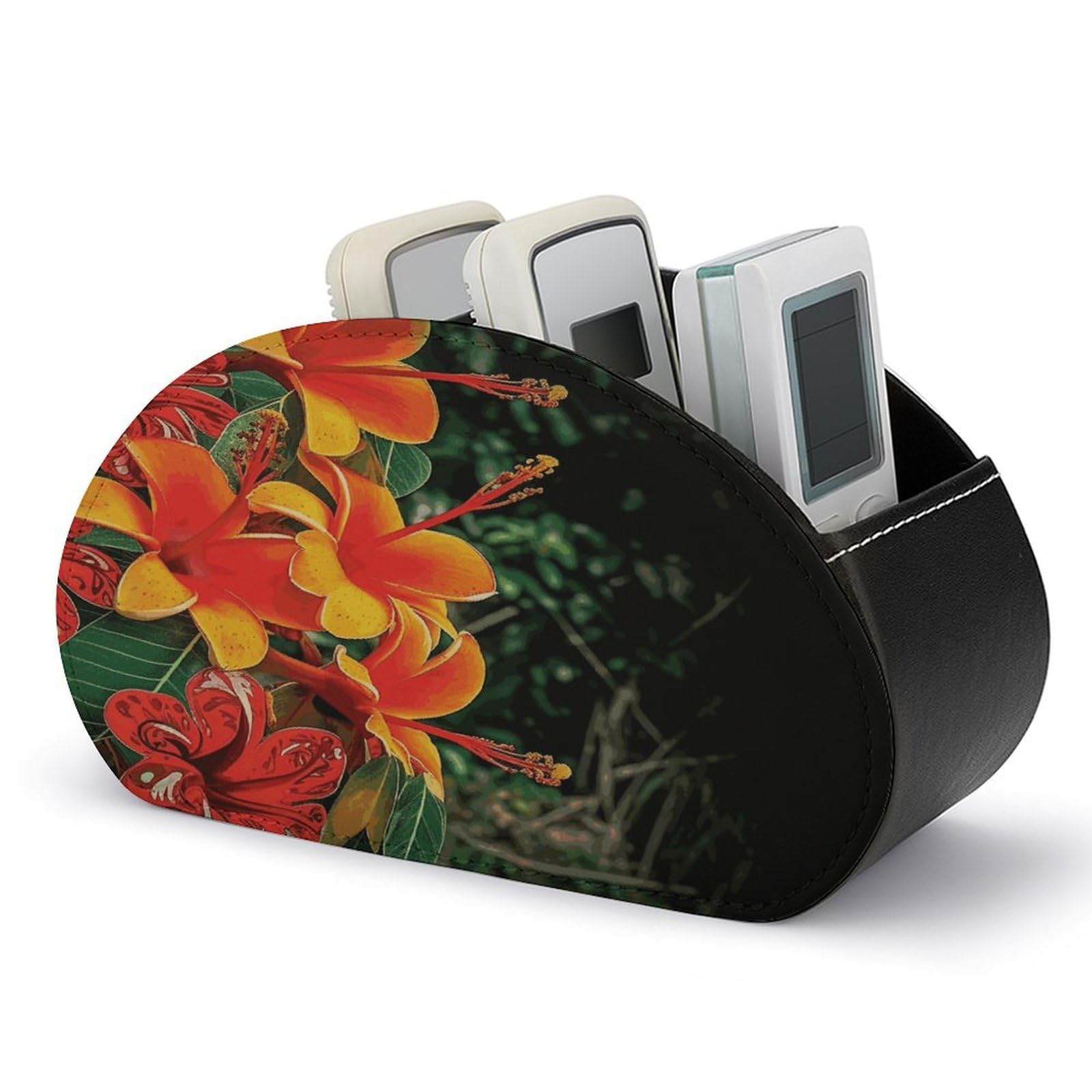 Btcowzrv Style Hawaii Flowers Remote Control Holder With 5 Compartments