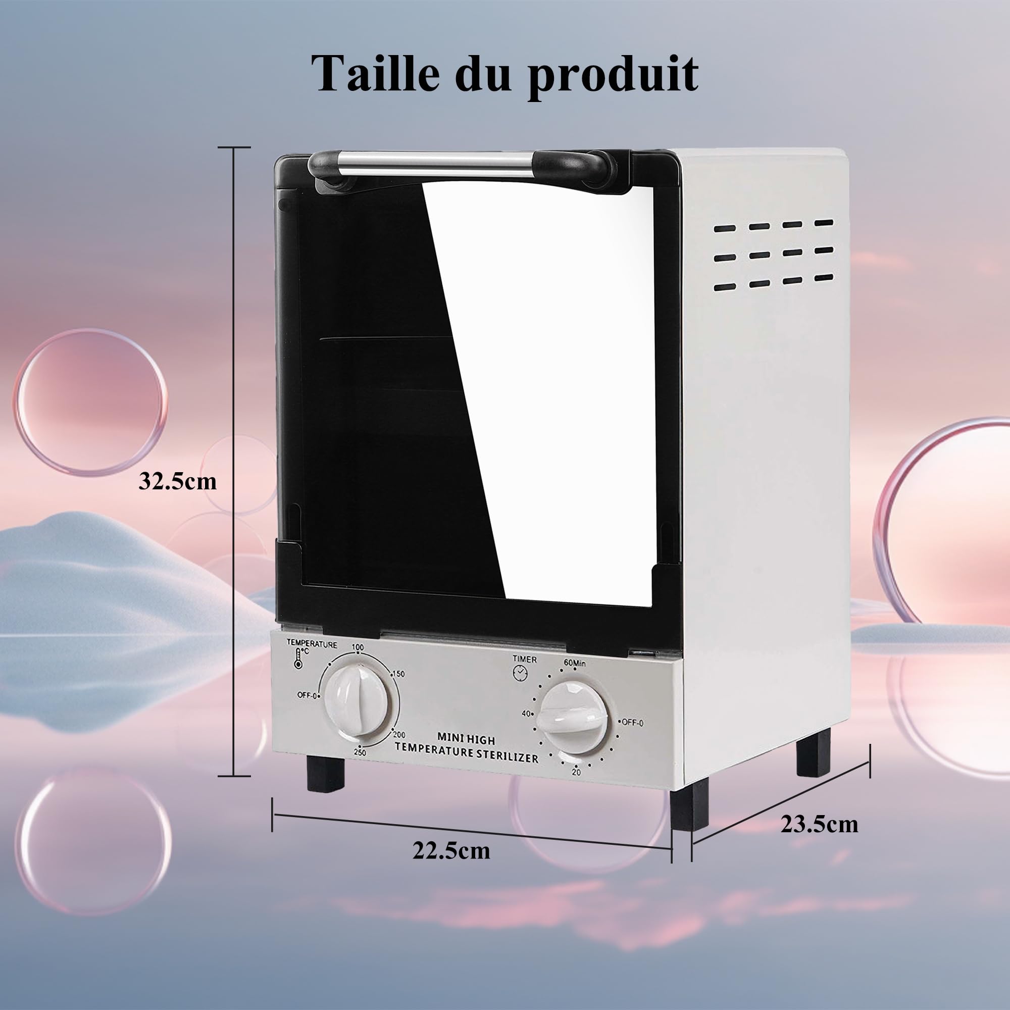 Stérilisateur à air chaud de 12 litres, double stérilisateur à chaleur sèche, autoclave à infrarouge de 250 degrés avec contrôle de la minuterie, pour les salons dentaires et les ongleries