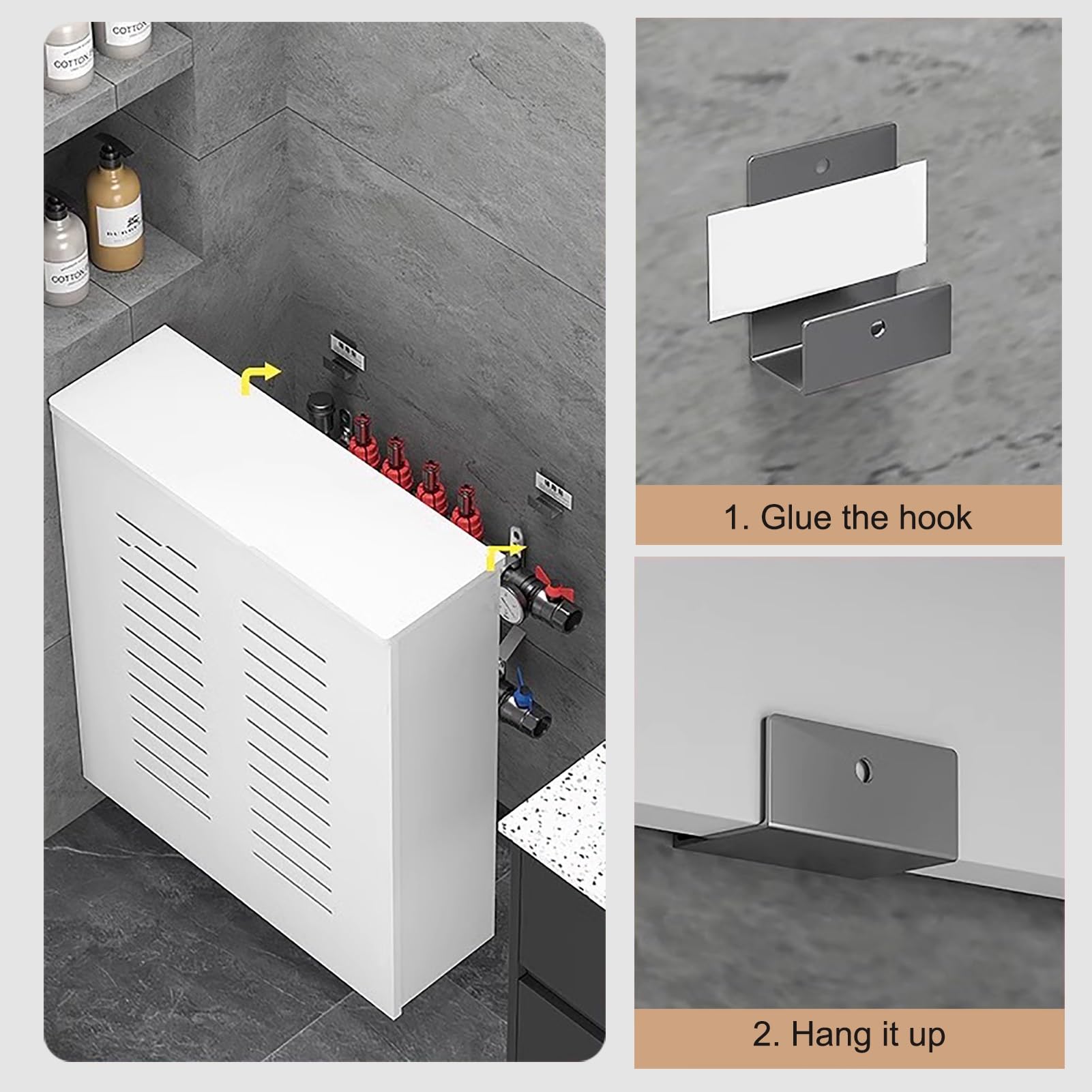 Generico Copritermosifone Bianco Moderno, mobiletto riscaldante con persiana per Soggiorno, Camera da Letto e corridoio, Elegante Soluzione di archiviazione (31,5"x31,5"x6") - Home Decor Upgrade