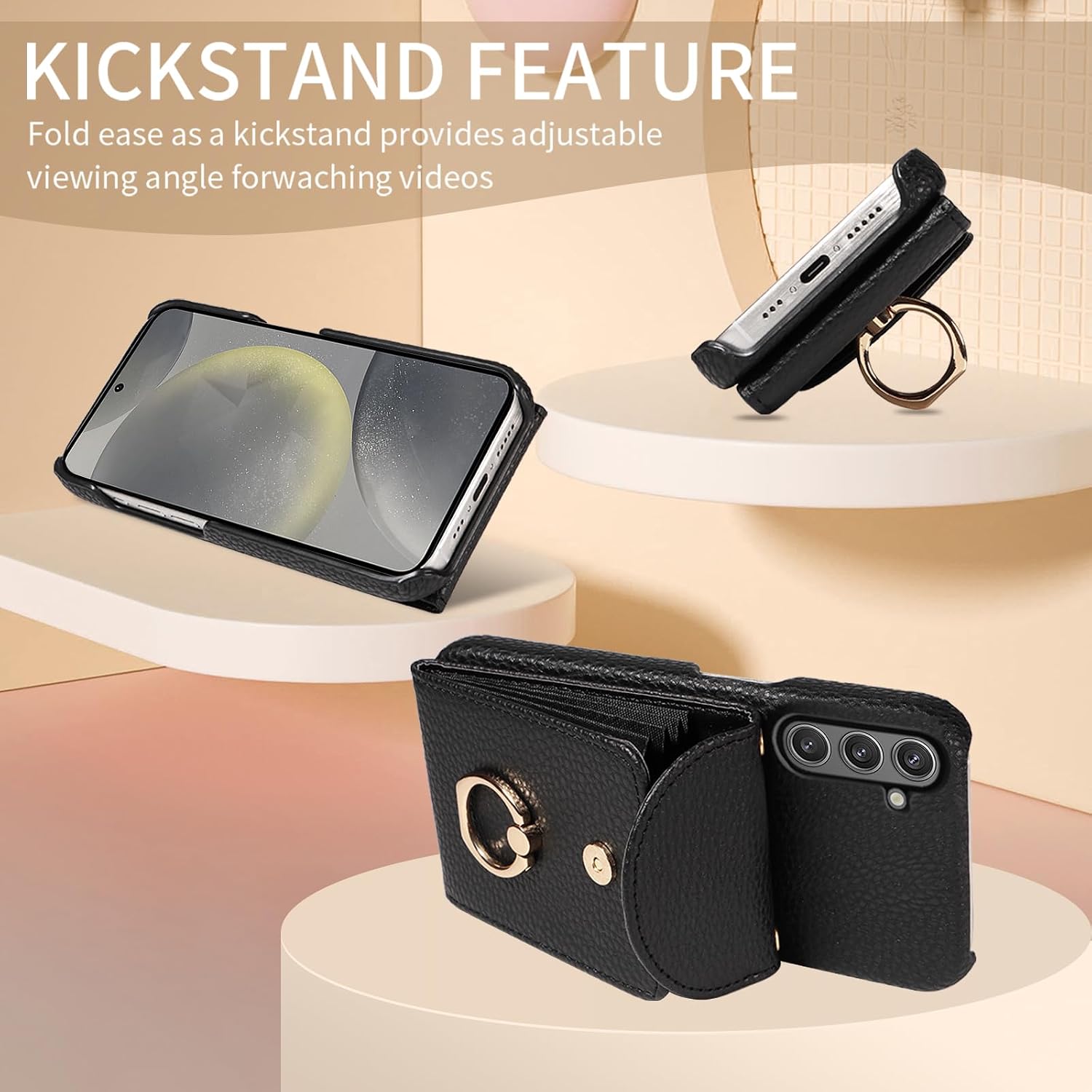 for Samsung Galaxy A35 5G Organ Wallet Case Card Holder Women Black image 3