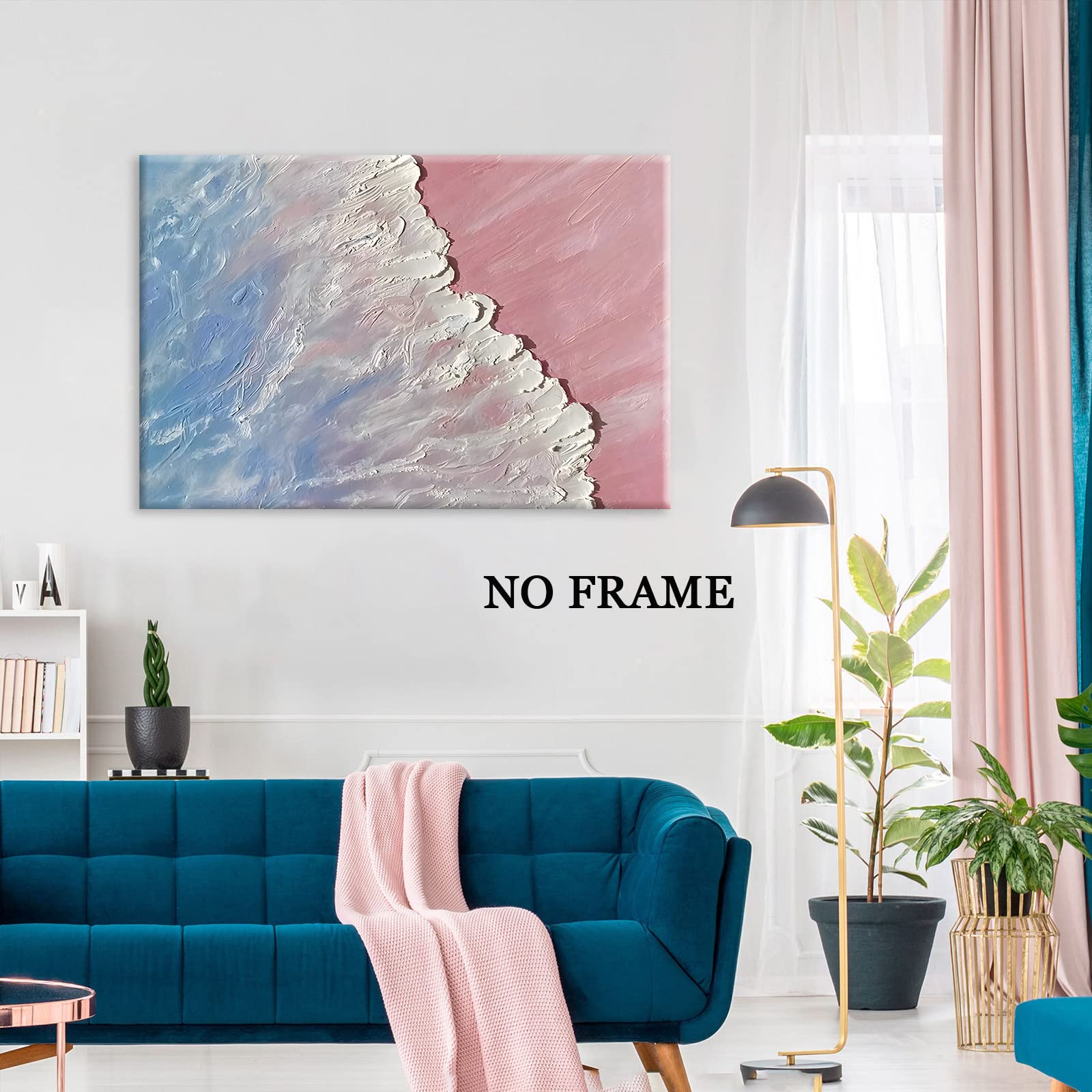 Amazon.com: Pink Beach Canvas Wall Art Abstract Blue Ocean Poster