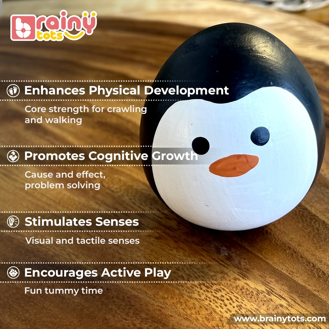 Brainytots Banana Shaped Beads Rattle and Wobbler Combo for Babies 0+ Months | Montessori Wooden Sensory Toy for Newborns | Roly Poly Wobble Toy for Motor Skills and Early Learning 3