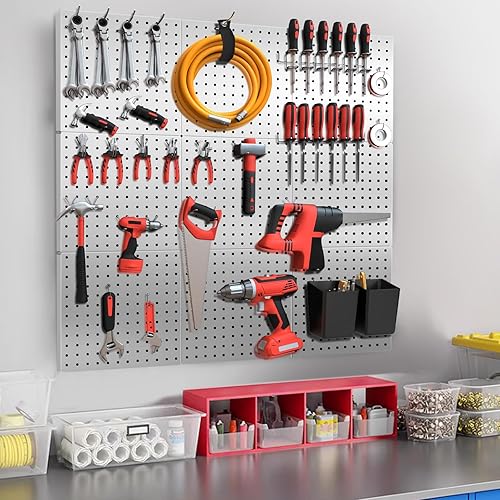 Miniatura 43 de FZK Tablero de clavijas, kit organizador de pared de 74 piezas de metal. Tablero de clavijas resistente, tableros de clavijas, tablero de clavijas