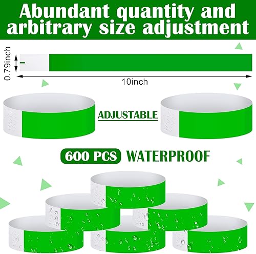 Vista 46 de Paquete de 600 pulseras de papel para eventos, pulseras de neón para fiestas, de colores, impermeables, bandas de brazo de papel, identificación Rosa