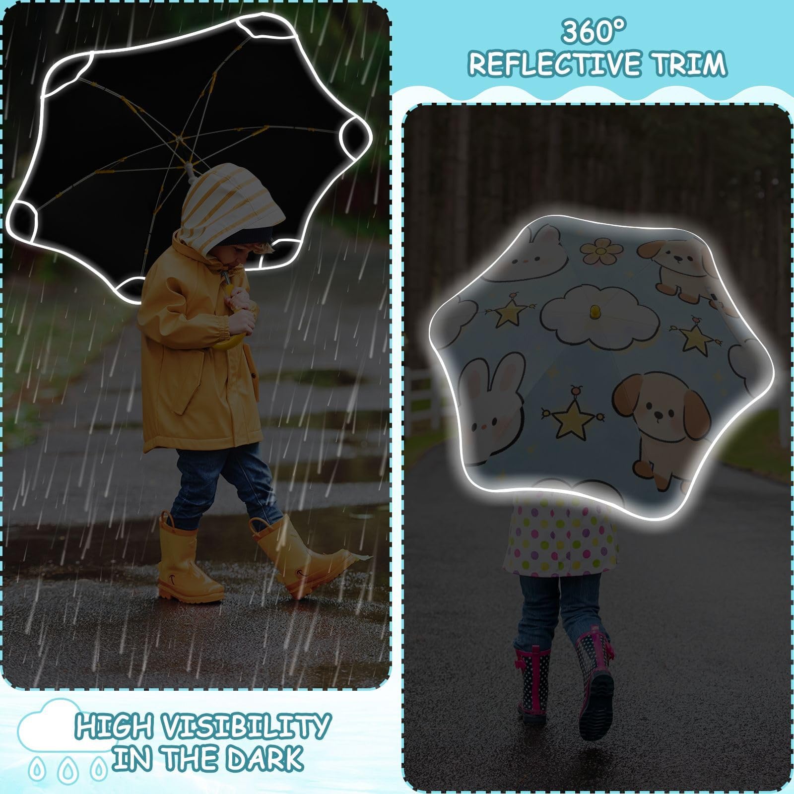 GuoChe Parapluie léger à poignée droite et cadre antirouille