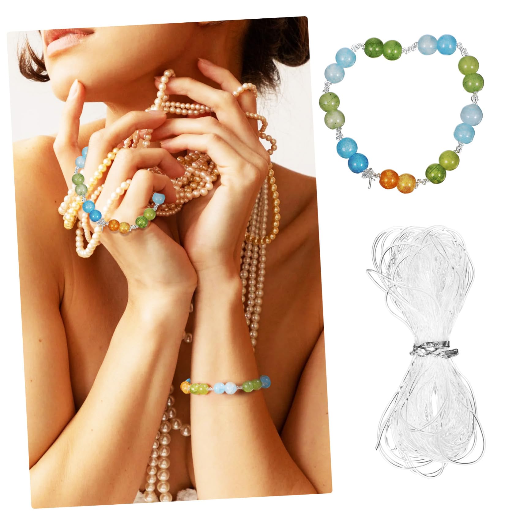 Angoily Abalorios De Vidrio Para Manualidades De Bolas Decorativas De Grietas y Cuerda Para Hacer Collares Pulseras y Pendientes