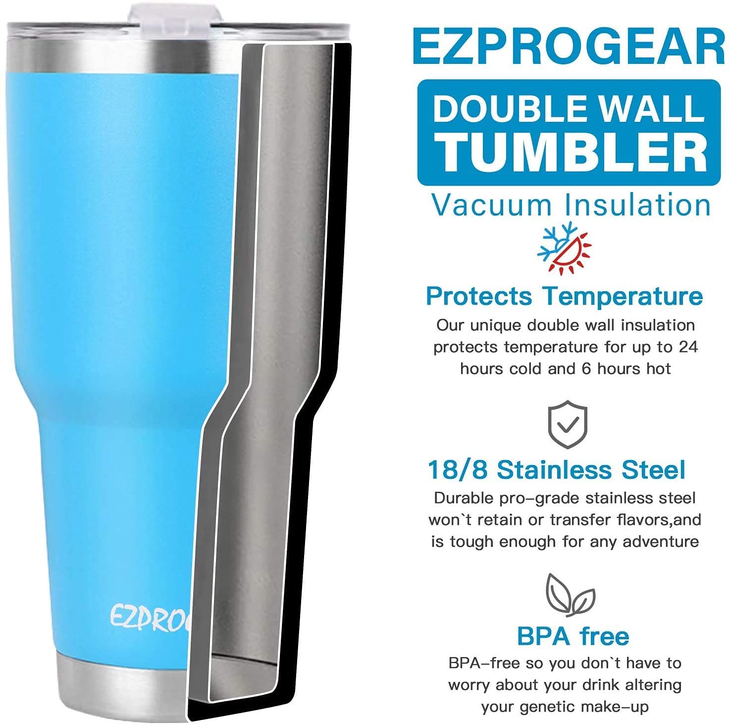 Amazon.com | Ezprogear 40 oz Stainless Steel Tumbler Double Wall
