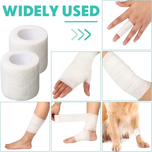 Miniatura 3 de Paquete de 48 vendajes autoadhesivos a granel, cinta atlética transpirable de 2 pulgadas x 5 yardas, cinta adhesiva cohesiva autoadhesiva para
