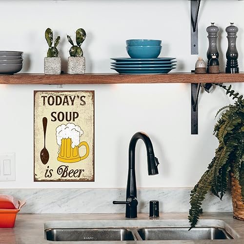Miniatura 5 de Póster decorativo de pared de metal con letrero de cerveza, sopa es cerveza, para el hogar, bar, cocina, cervecería, salón, bar, restaurante,