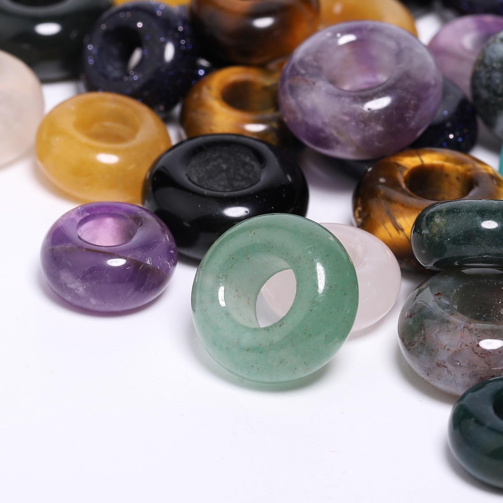 Perles en aventurine verte 6x12mm grand trou pour fabrication bijoux et loisirs créatifs DIY