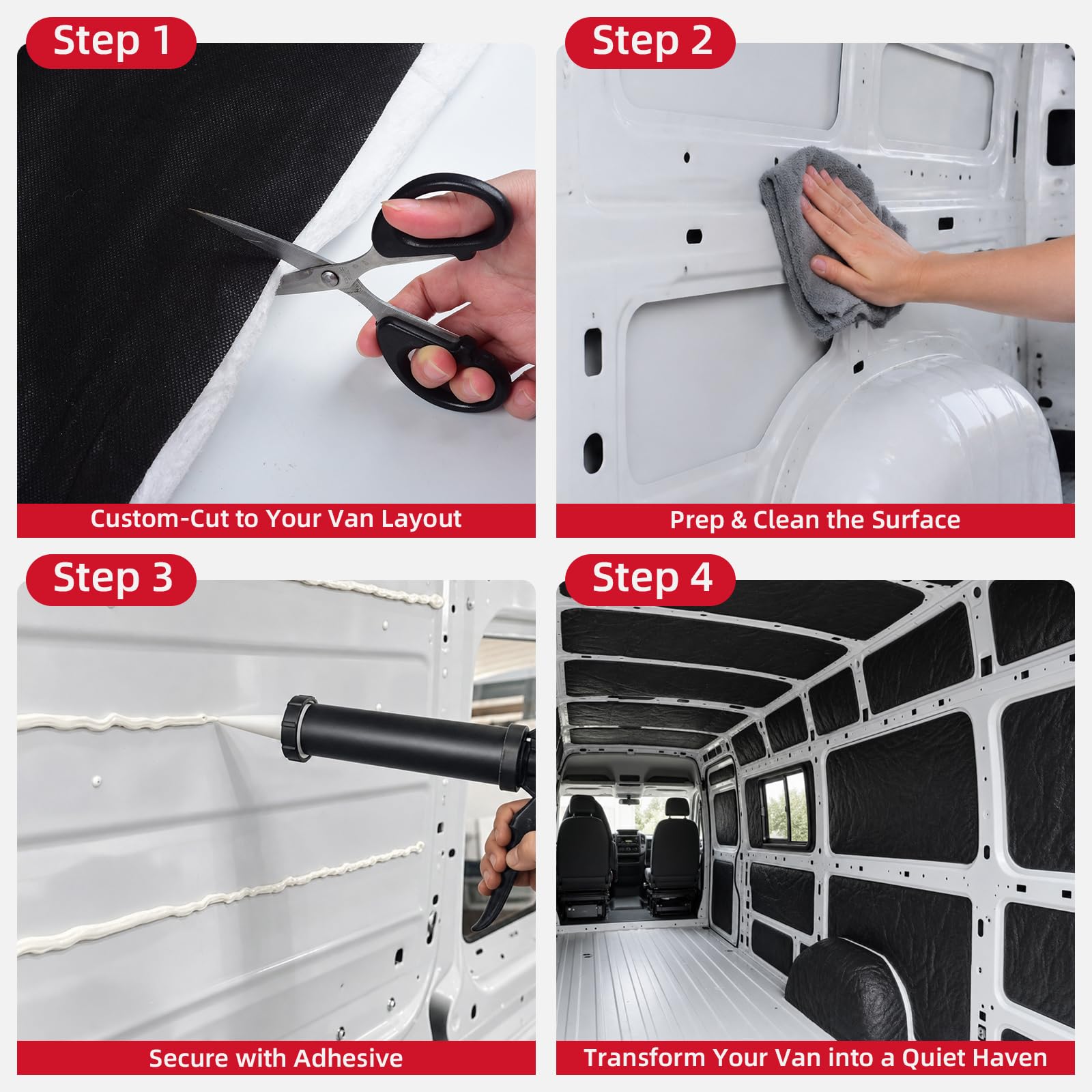 Isolierung für Transporter Wohnmobil, 1,55x3m 3,7kg, Schwarz/Weiß
