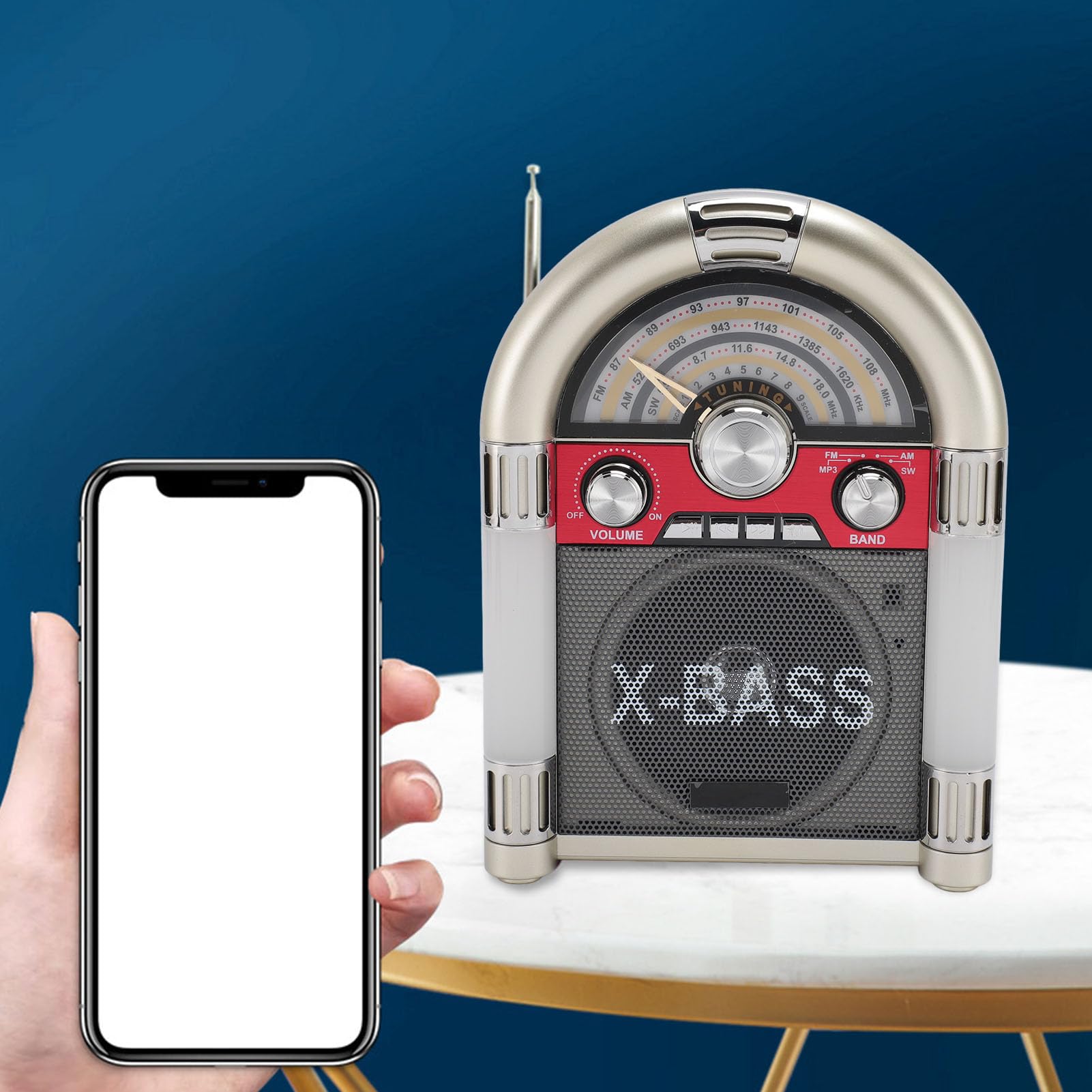 Radio AM FM Vintage France, Radio Portable Rétro avec Bluetooth et USB, Mini Radio Rechargeable pour Voyage et Maison