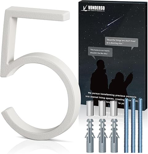 Miniatura 151 de VONDERSO - Letrero de dirección flotante de 5 pulgadas para exteriores de metal negro moderno para patio, calle y buzón, números de dirección Negro 1