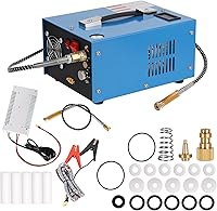 Vista 1 de Compresor de aire PCP, compresor de tanque de buceo de 4500 Psi/30 MPa, fuente de alimentación de 12 V CC/120 V CA, convertidor de potencia Azul