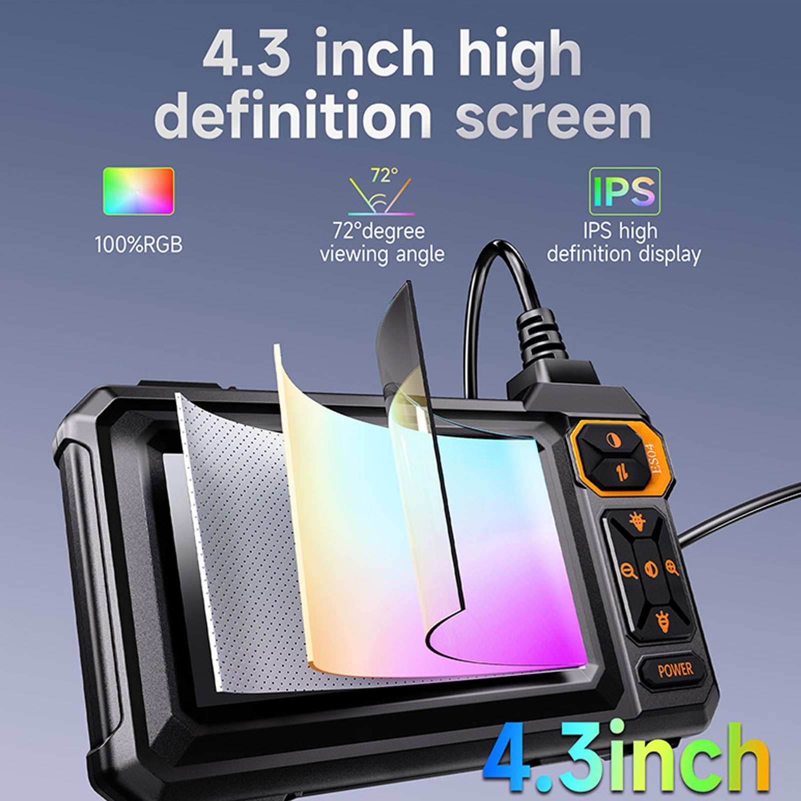 Annadue 4,3-Zoll-Doppelobjektiv-Endoskop-1080P-Inspektionskamera mit 8 LED-Leuchten, 16,4-Fuß-Halbkabel, IP67 Wasserdicht, für die Automatische Wartung, Hausinspektion, HVAC-Reparatur