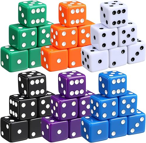 Miniatura 7 de 36 piezas de 0.748 in juego de dados de fiesta temática de casino acrílico grandes D6 opacos a granel para juegos de mesa, suministros de fiesta