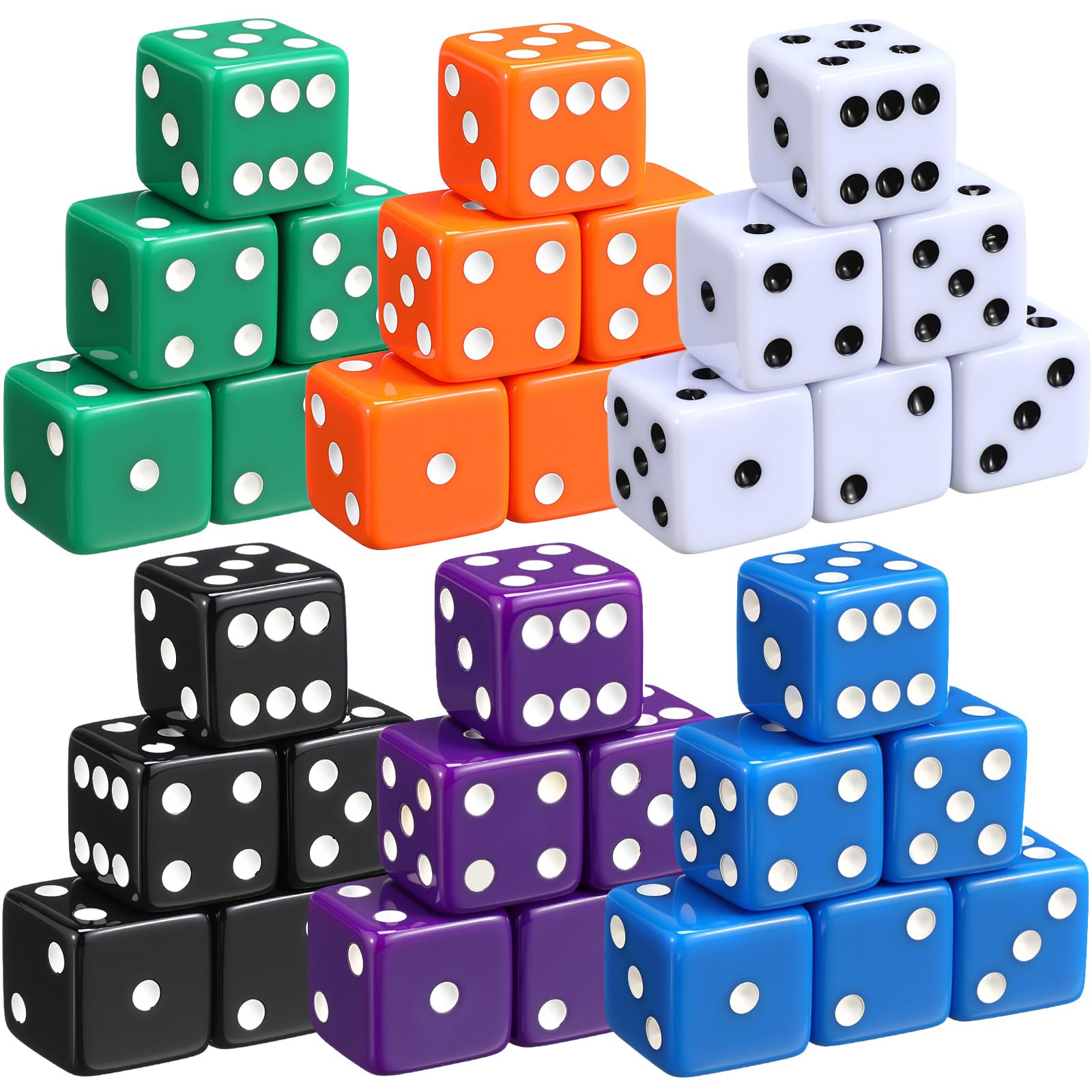 Seenelling 36 Piece 19mm Casino Theme Party Dice Sets Acrylic Large D6 Opaque Dice Bulk for Board Games Birthday Theme Party Supply (Fashion Color)