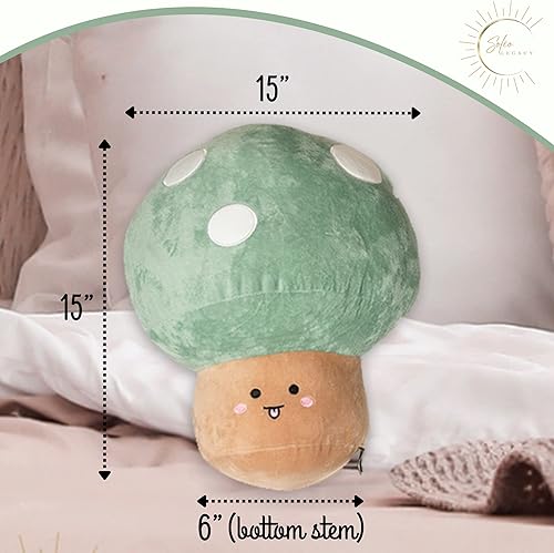 Miniatura 8 de Peluche de hongo (15 pulgadas), animal de peluche de hongo verde pistacho, suave, aterciopelado y esponjoso, peluches esponjosos de larga duración,