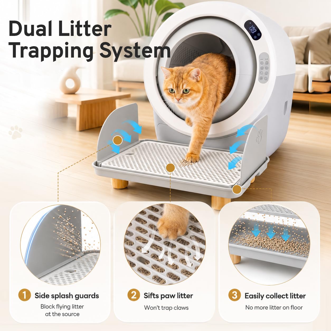 Katzenstreu-Rampe mit Auffangfunktion – Universelle Einstiegshilfe für Kätzchen und ältere Katzen – Leicht zu reinigende Katzentoiletten-Trittstufe – Katzentoiletten-Rampe – Cat Litter Box Step