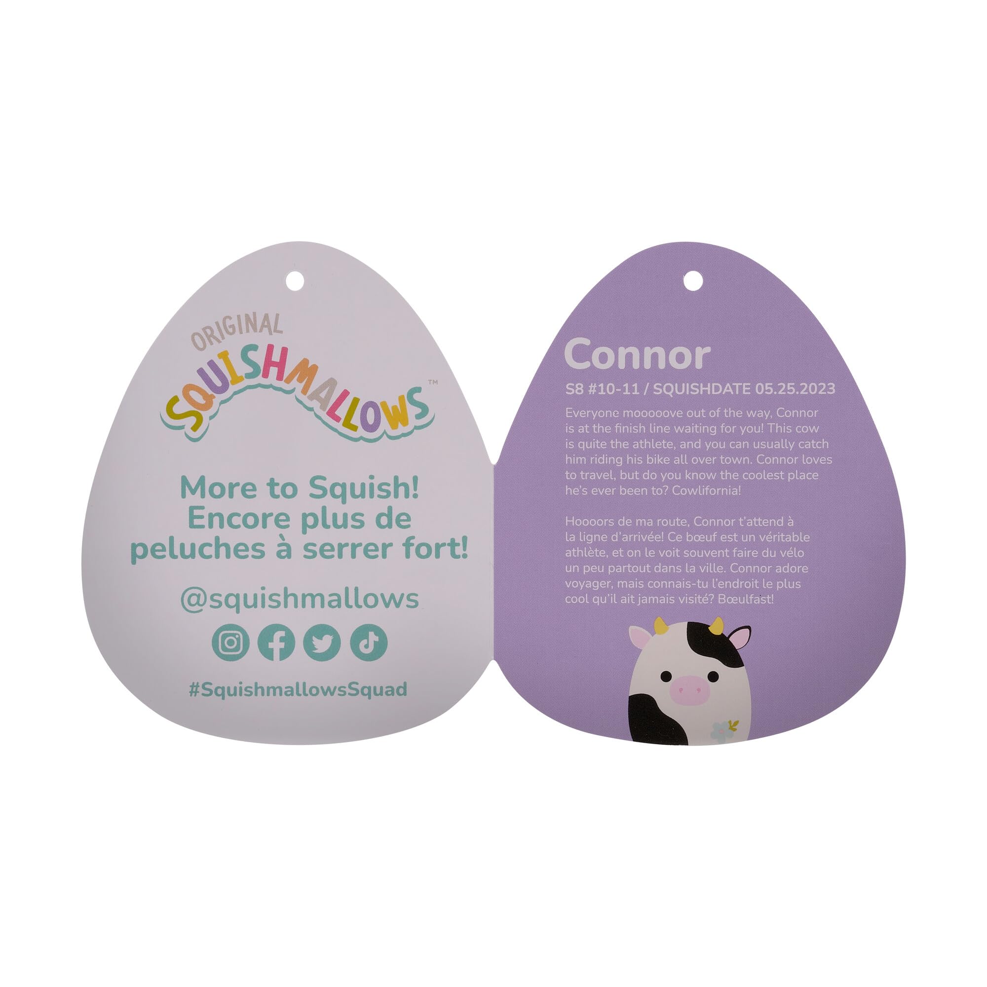 Squishmallows Original 8-Inch Connor  with Blue Flower Embroidery - Official Jazwares Plush: Cow