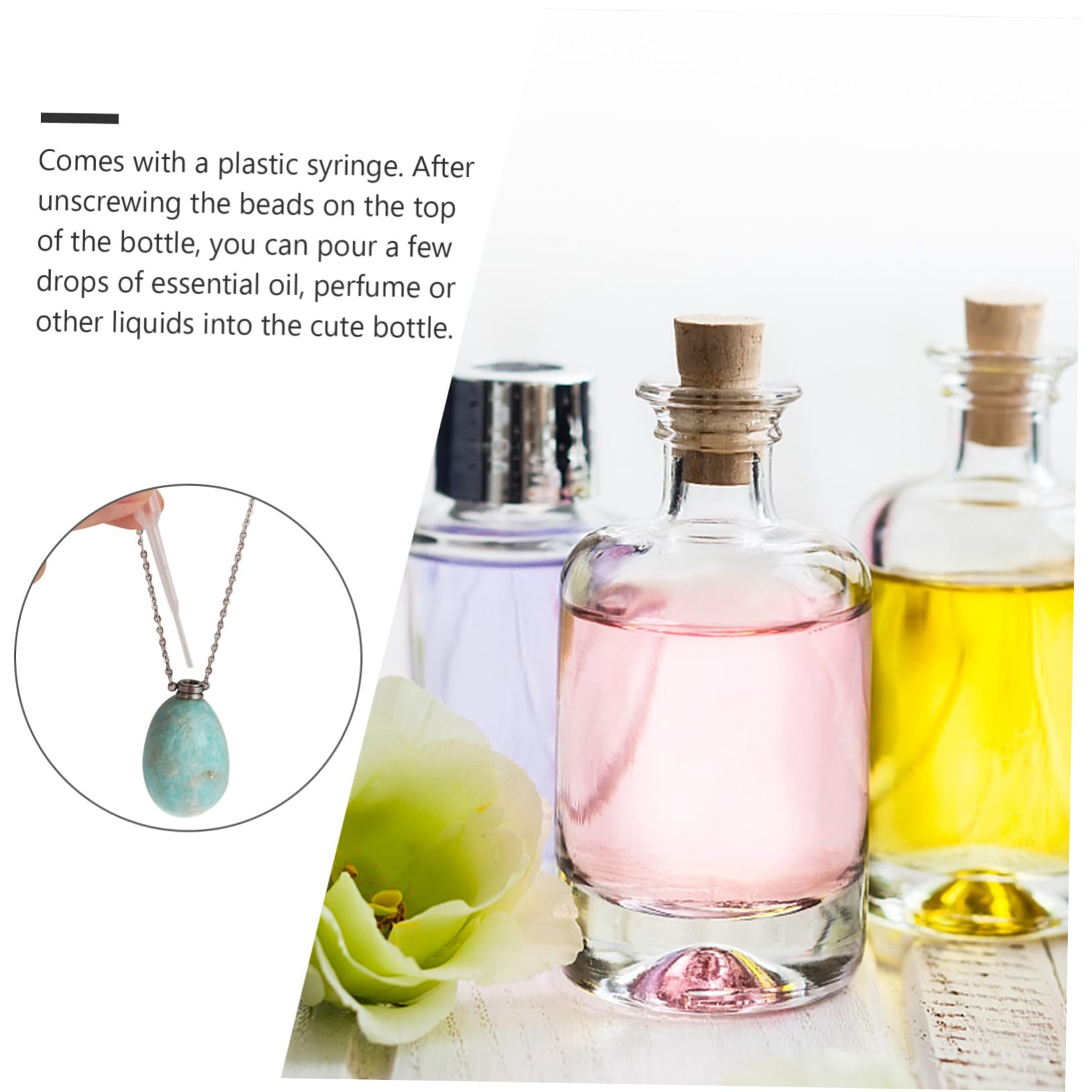 Collana Diffusore Essenziali Pendente in Cristallo Naturale Bottiglia Aromaterapia per Yoga Meditazione e Quotidiano