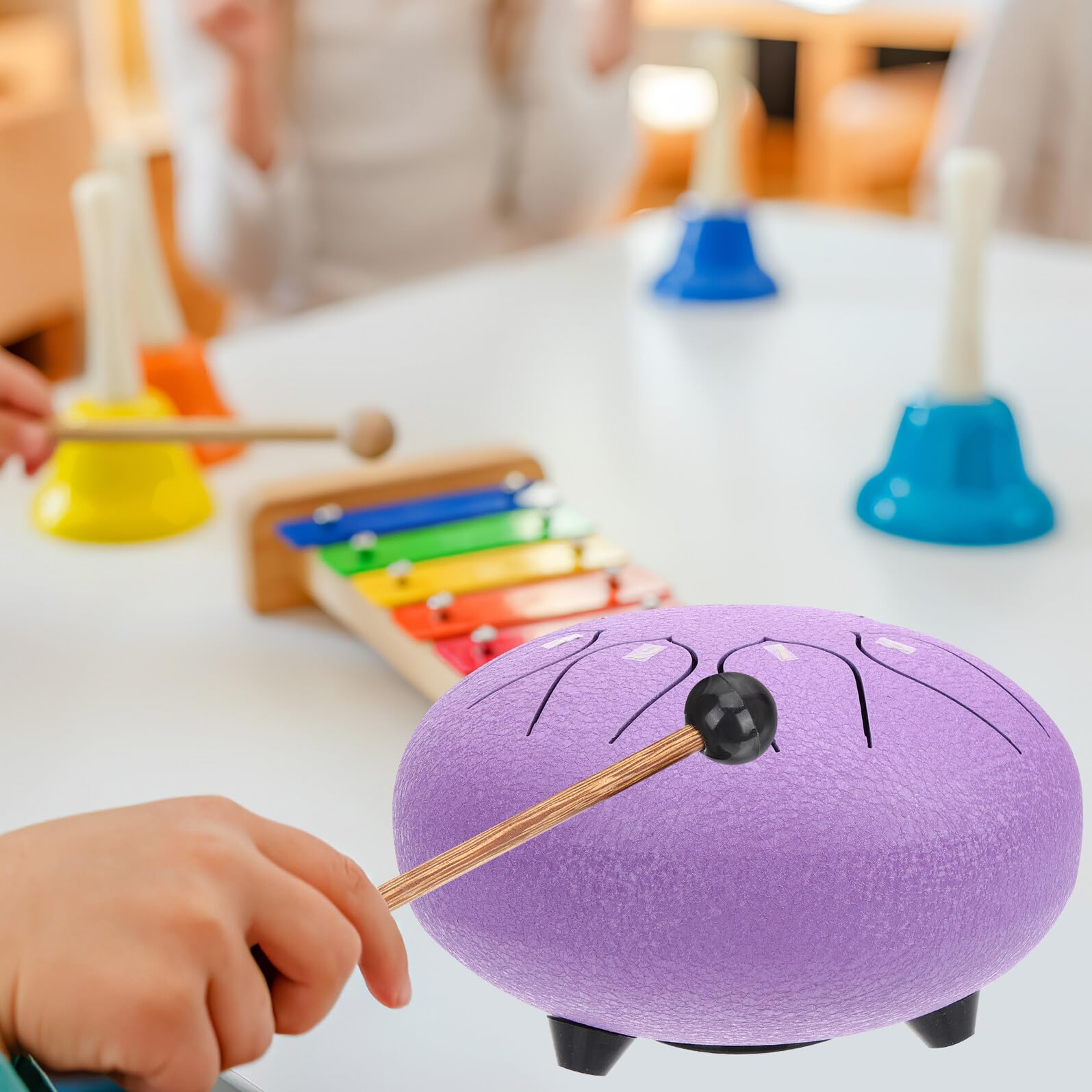 Baluue Instrumento de Percusión de Acero al Carbono Púrpura, Lengua de 8 Tonos, Portátil para Reducir Estrés y Cultivar Musicalidad, Adecuado para Meditación y Principiantes