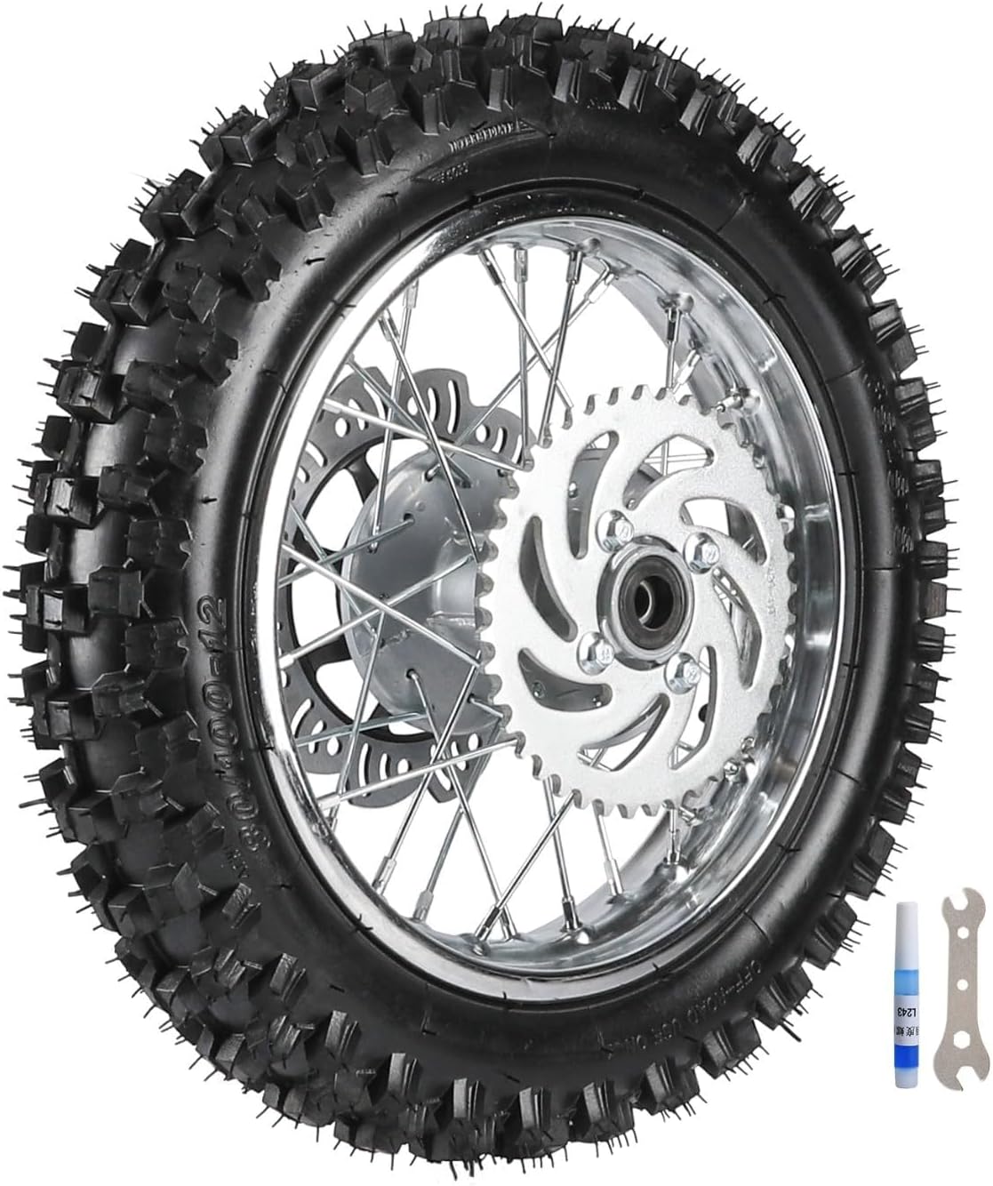 3.00-12 12" Rear Wheel Swing Arm Kit with 80/100-12 Tire Rim, 285mm Shock, Brake Caliper, 420 Chain, Swing Arm for Dirt Pit Bike SSR Apollo Taotao 50cc 70cc 90cc 110cc 125cc CRF50 CRF70 Motorcycle