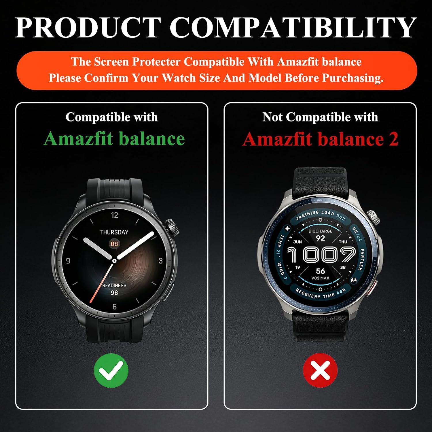 3 Pack Full Curved Soft Screen Protector for Amazfit Balance image 2