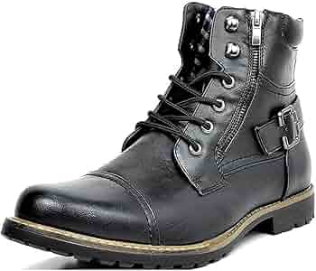 Amazon.com | Men's Chukka Boots Black Motorcycle Combat Boots