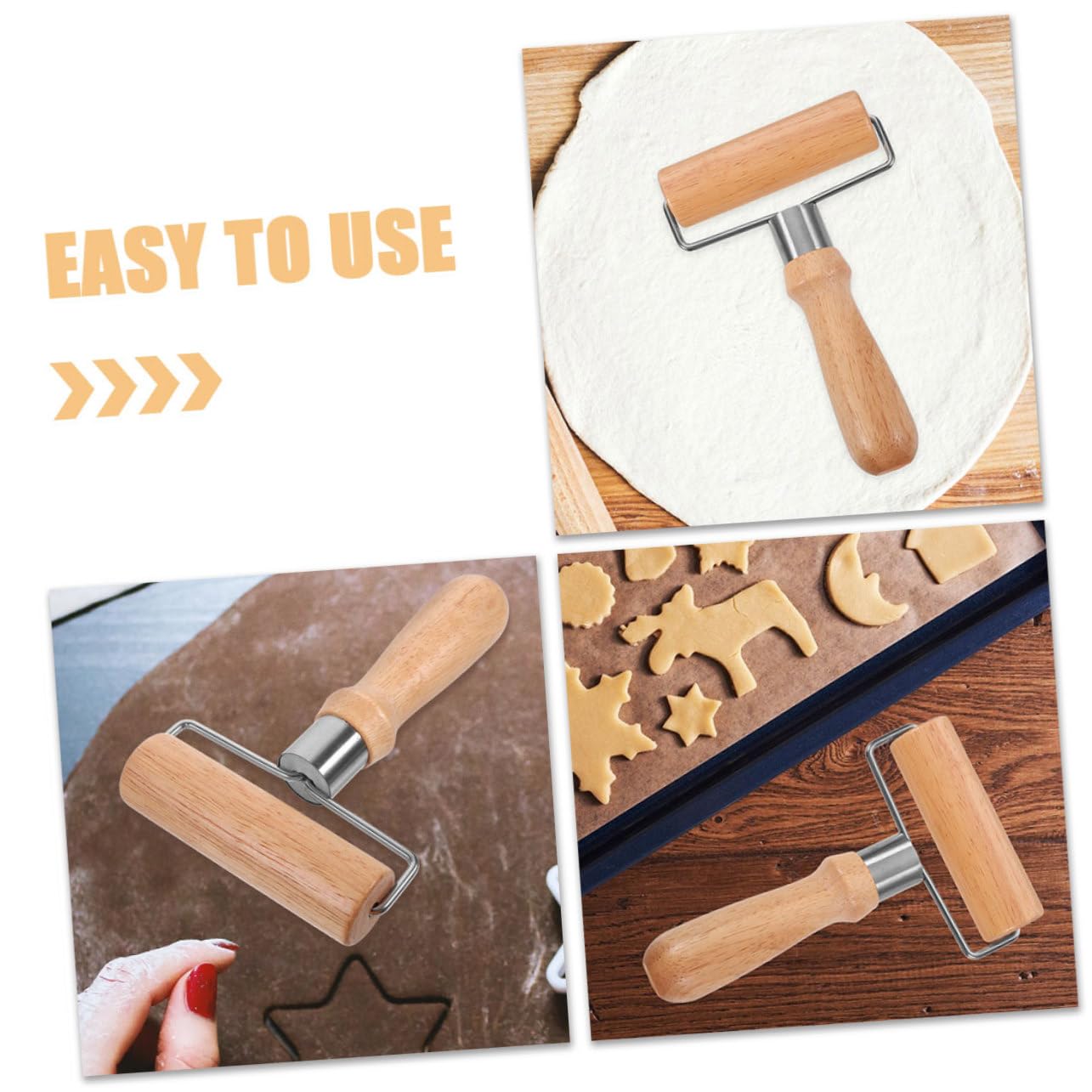 MAGICLULU 5piezas Rodillo De Madera Para Hornear Herramienta De Cocina Ergonómica Para Pasteles y Pizza Rodillo Antiadherente De Madera Natural Para Repostería y Masa De Pizza