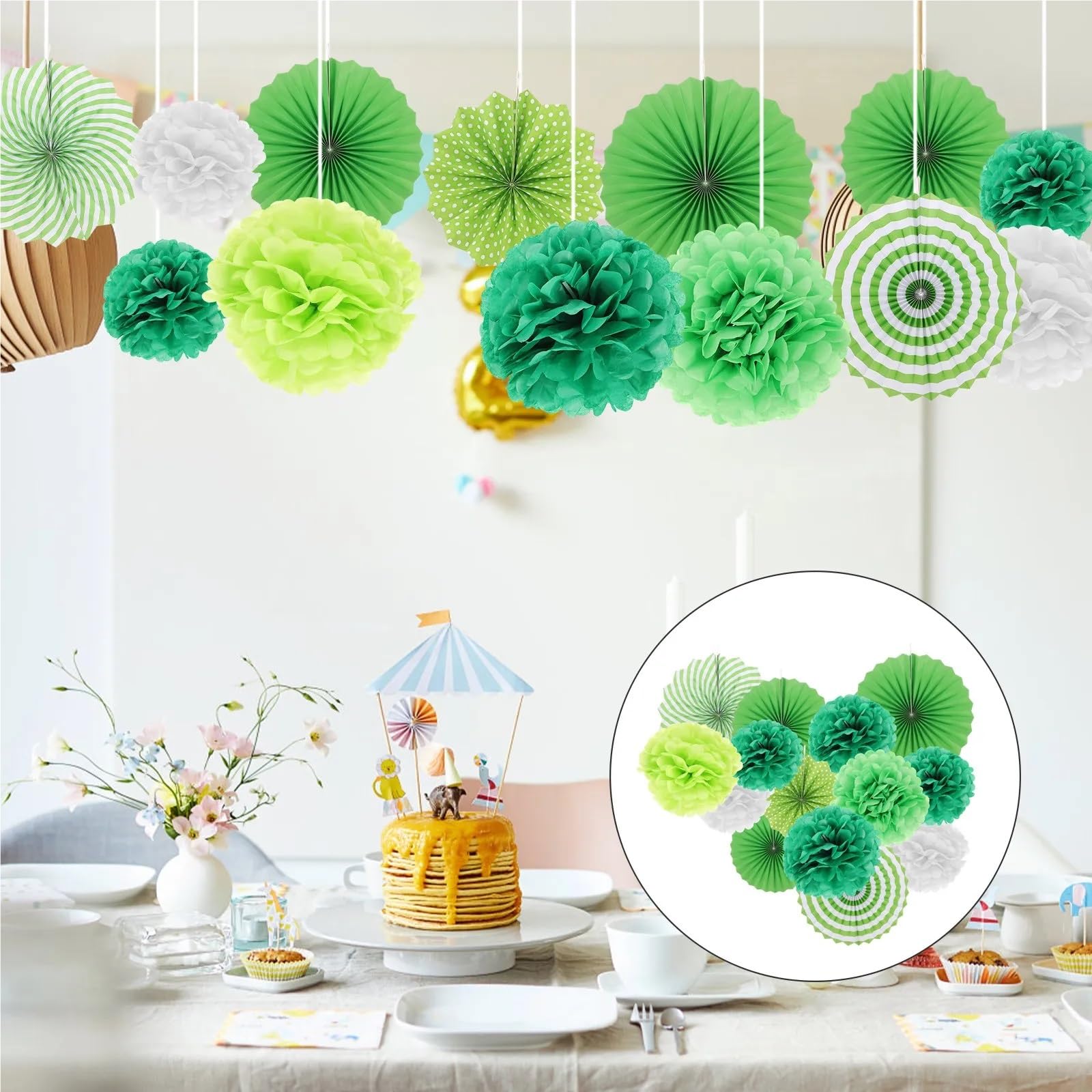 Pompones Decoracion Flor de pompón abanicos papel