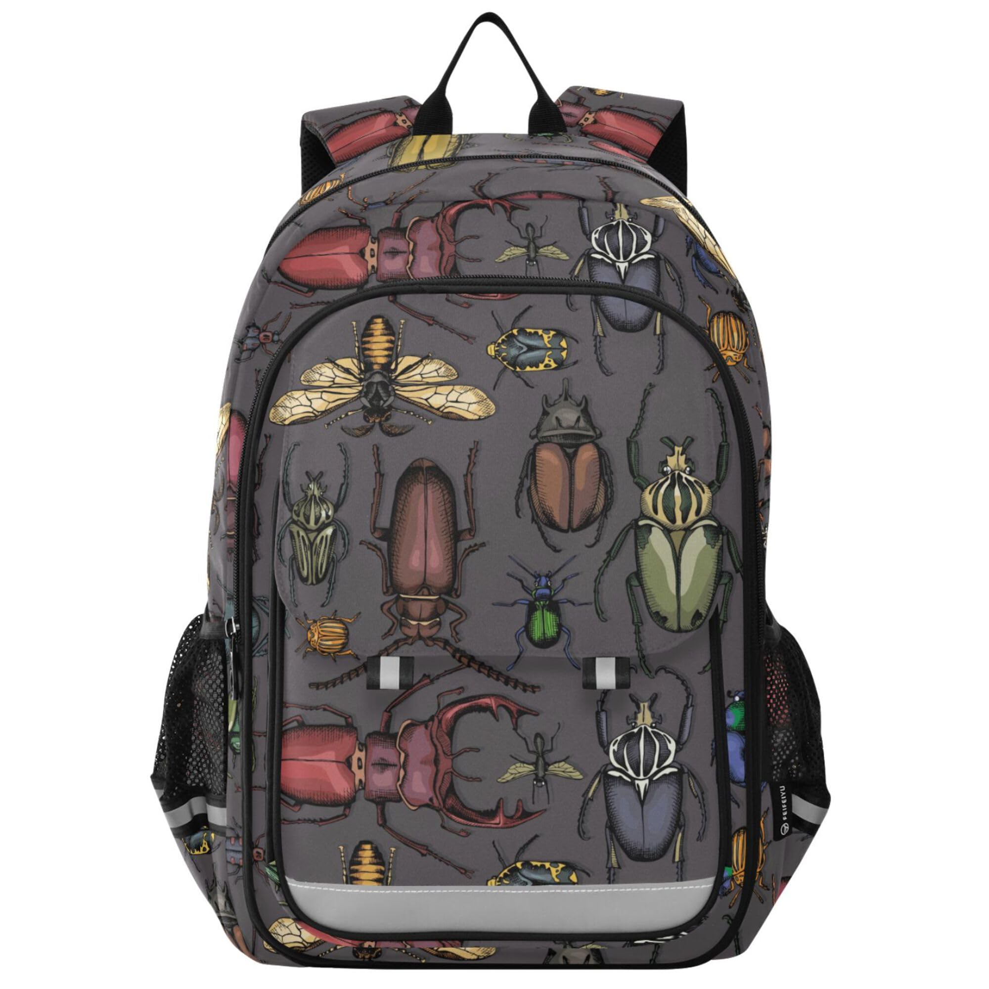 Fisyme Insects Vintage Bugs School Backpack Laptop Backpack Bags Bookbag Travel Casual Computer Notebooks Daypack