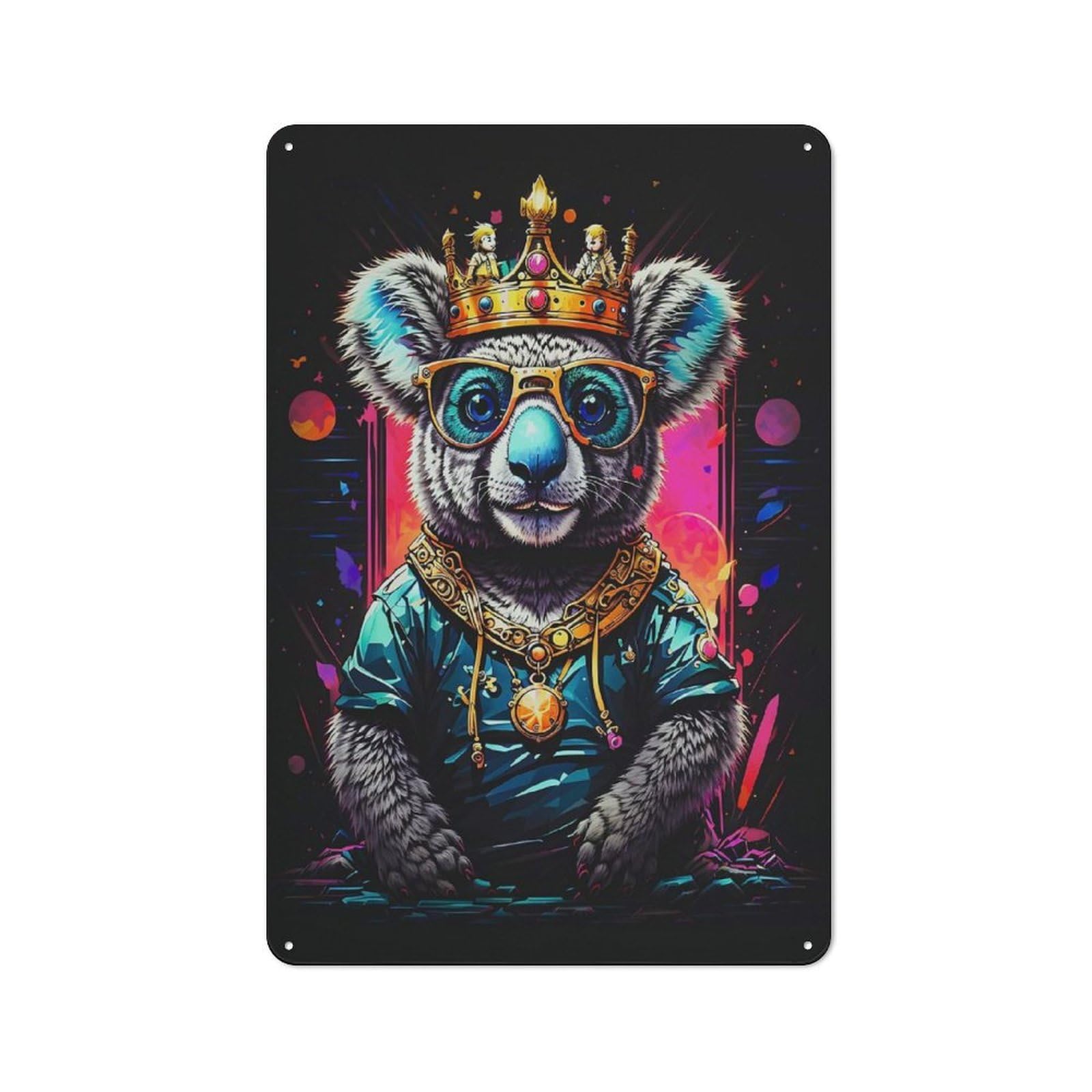 Junmoney Koalas Gold Crowned Industrial Metal Sign 30X20cm, Clean Industrial Loft Wall Plaque For Modern Home, Workshop, Office Or Cafe