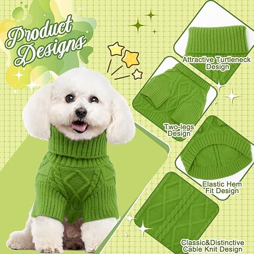 Miniatura 3 de EMUST Ropa para perros pequeños, suéter de otoño e invierno con mangas largas, suéter sólido y cálido para mascotas, suéter de cuello alto XL,