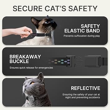 AirTag Cat Collar Breakaway, Reflective Cat Collar Compatible with Apple AirTag 1st & 2nd Gen, Hidden Holder with Bell, Lightweight Water-Resistant Strap for Cats, AirTag Not Included