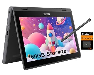 ASUS Chromebook Flip CR1 2-in-1 Laptop (11.6" Touchscreen, Intel Celeron N5100, 4GB RAM, 160GB Storage) Ruggedized & Water Resistant for Student & Home, 8MP Webcam, Wi-Fi 6, Stylus Pen, Chrome OS - Amazon product rated Grade A