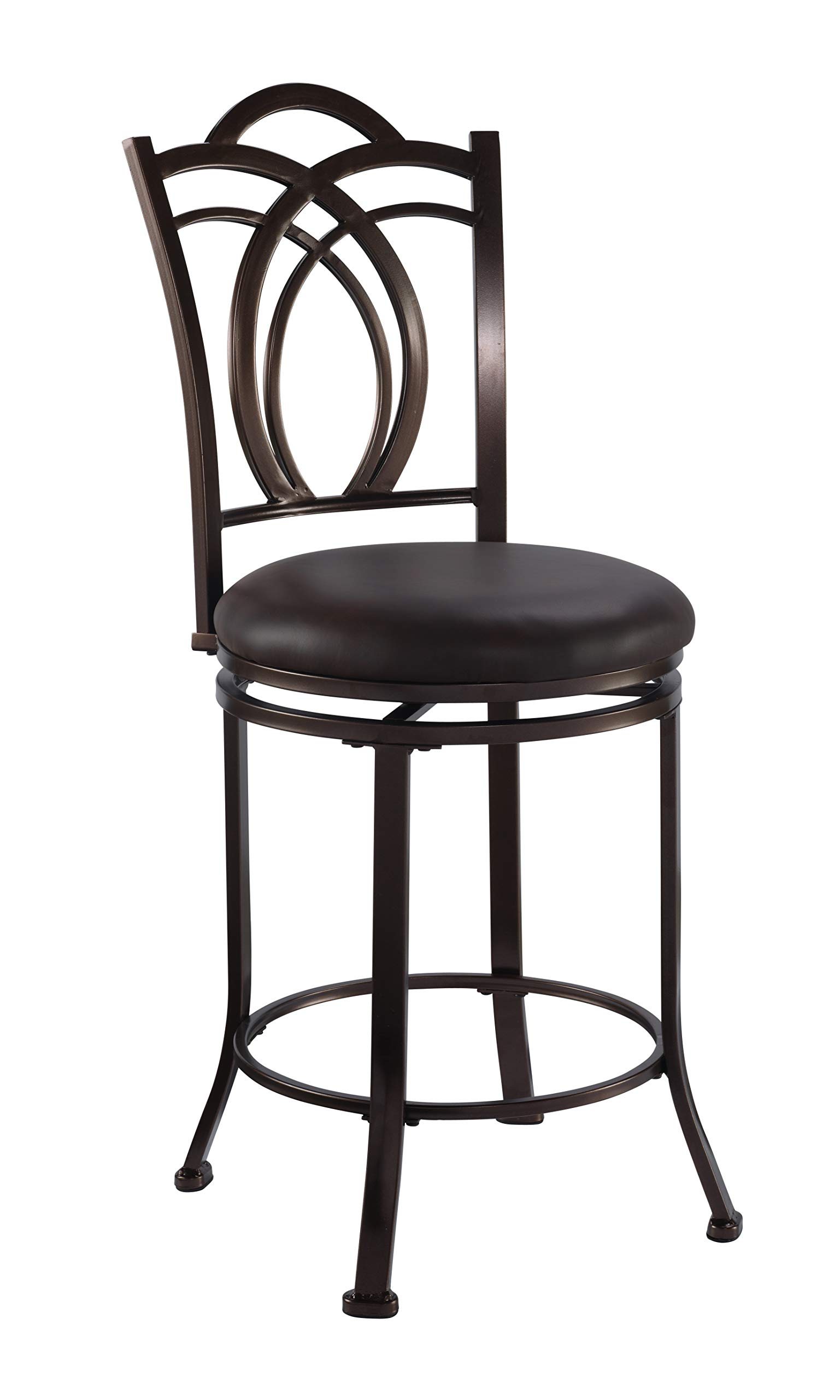 Linon Coffee Brown Metal Swivel 24" Counter Stool